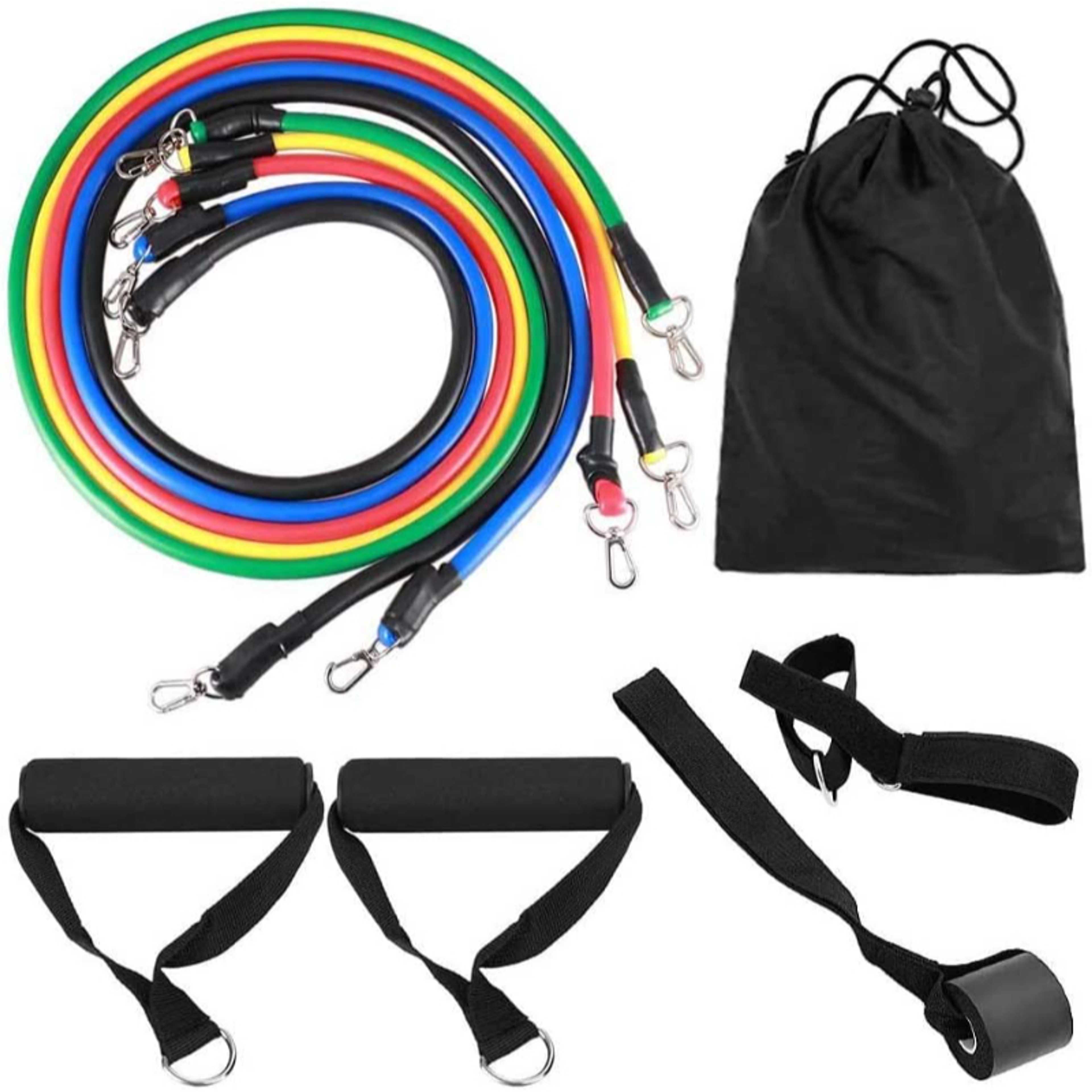 11pcs Latex Resistance Bands Fitness Exercise Tube Rope Set Yoga ABS P90X Workout - Product Main Image