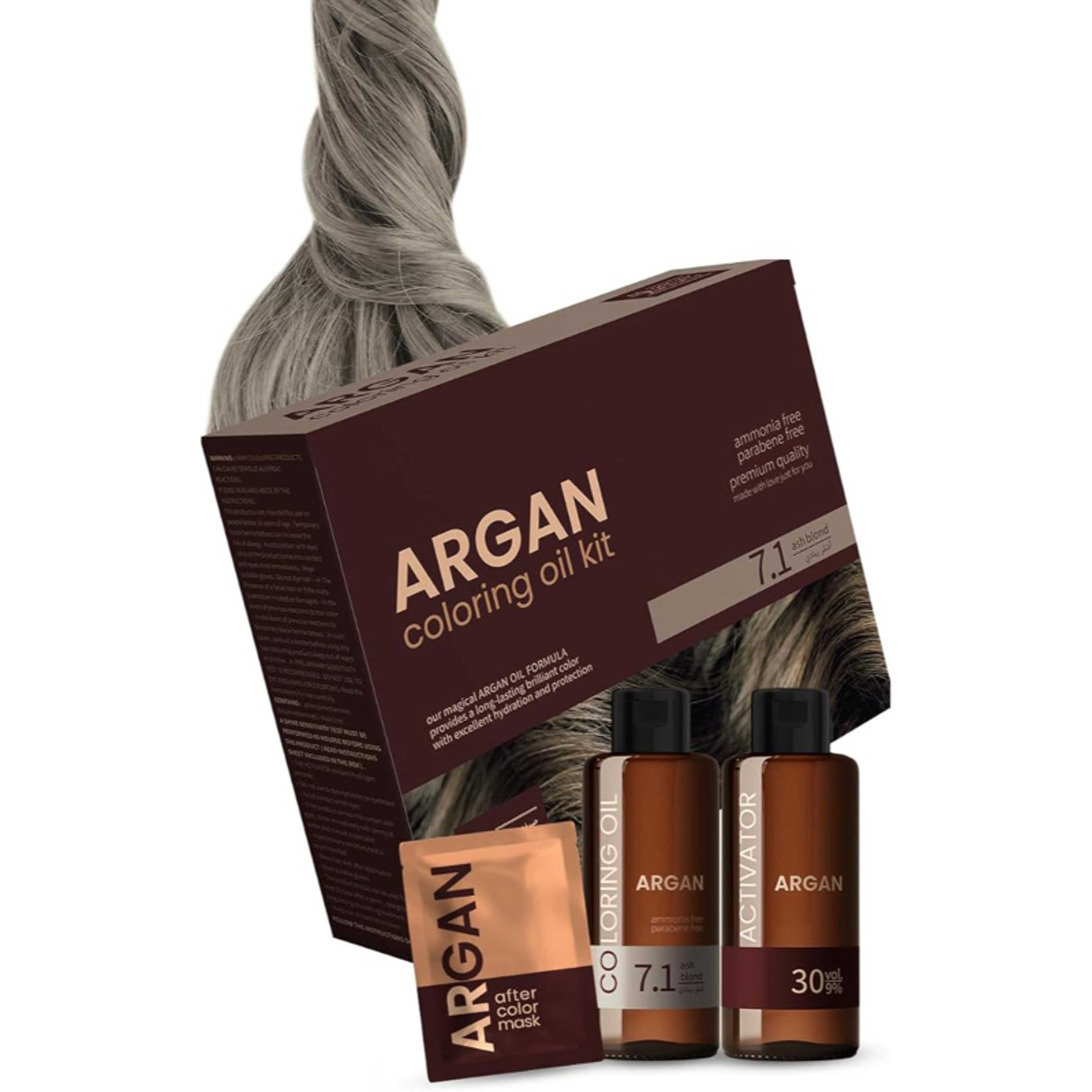 Argan Coloring Oil Kit Ash Blond 7.1 - 75ML - Product Main Image
