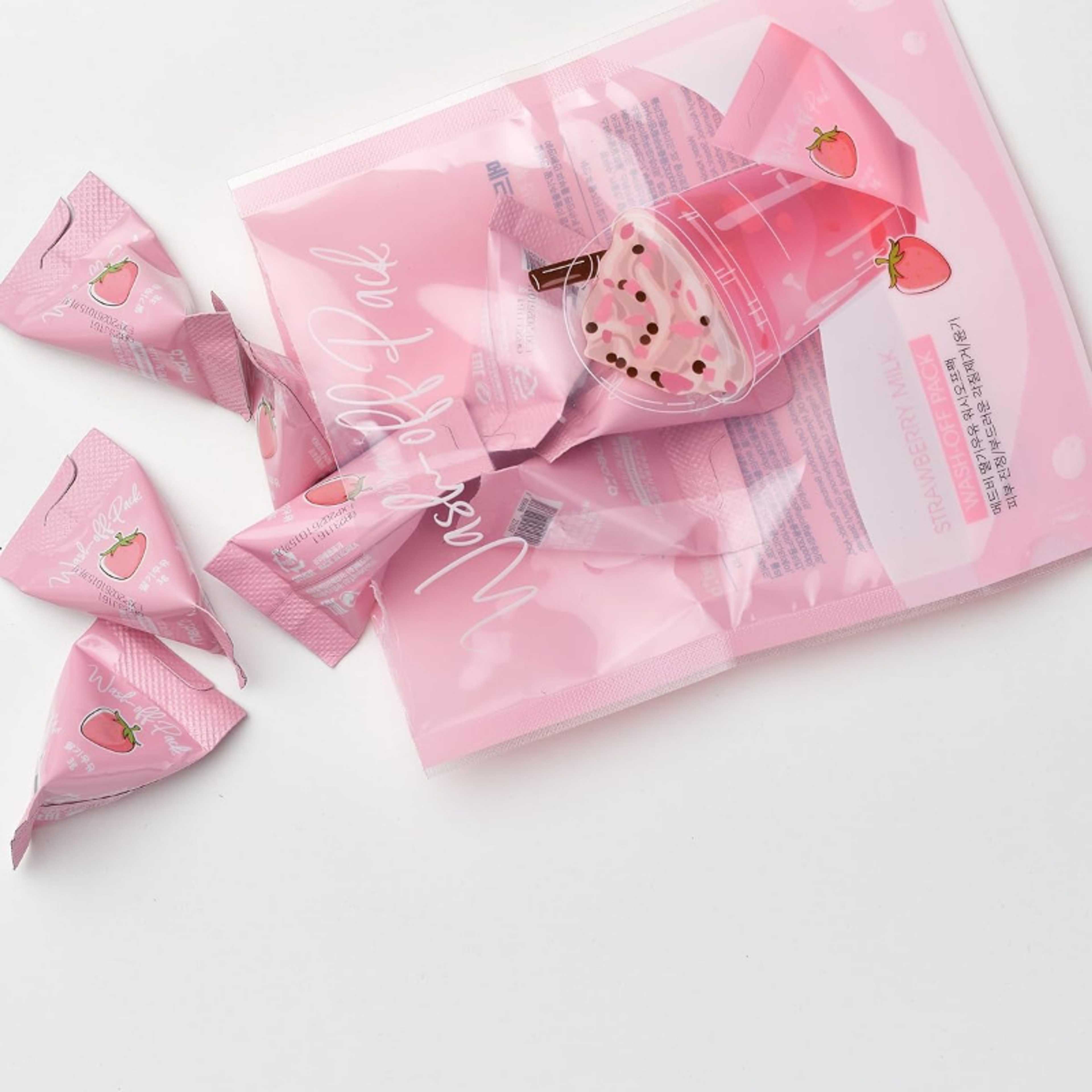 MED B Strawberry Milk Wash Off PackKorean Skin Care, (Pouches), 10ea*3g(0.1oz) - Product Main Image