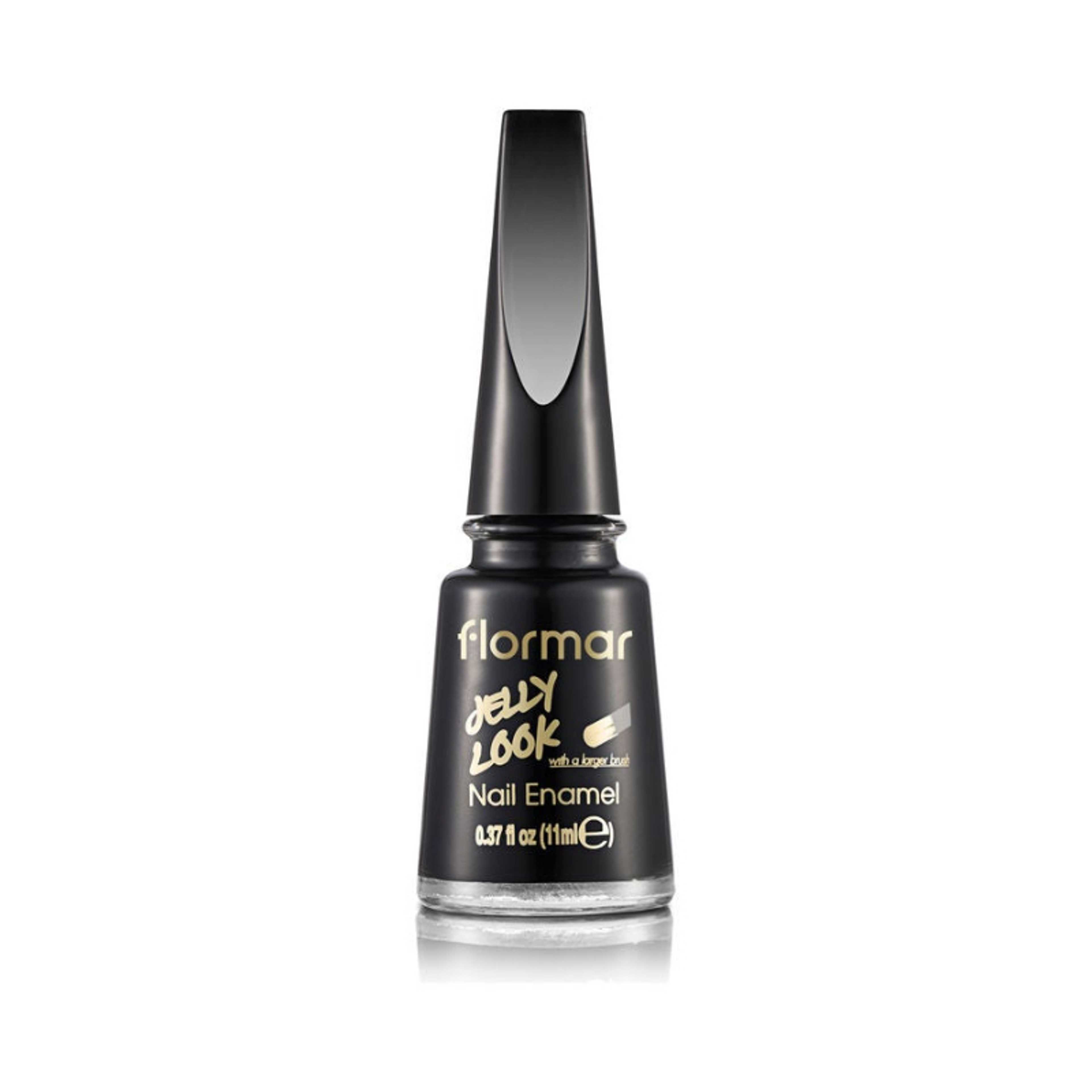 Flormar-Jelly Look Nail Enamel Patent Blackleather - Product Main Image
