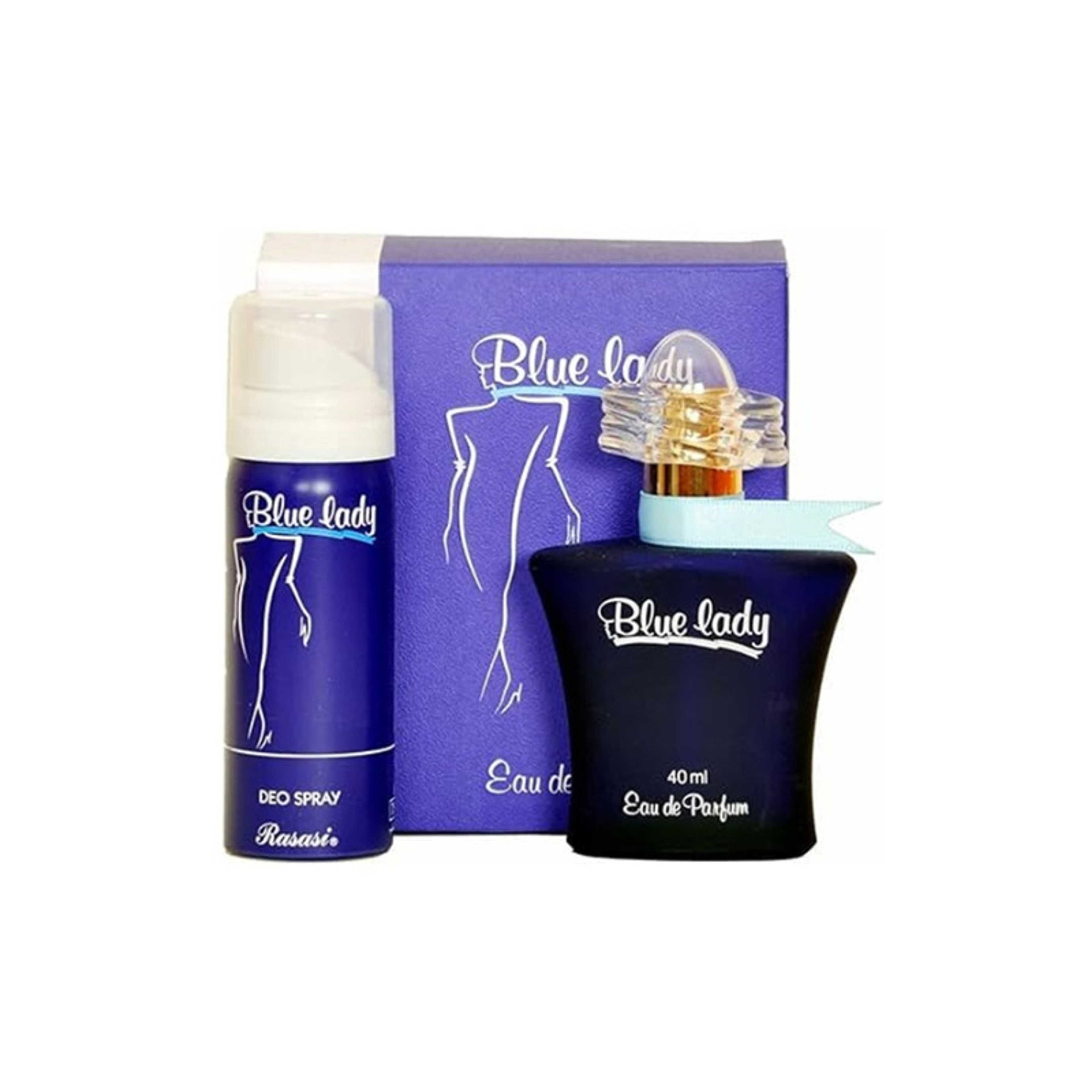 Rasasi-Blue Lady EDP Perfume, Free Deodorant Spray 40, 50ml - Product Main Image