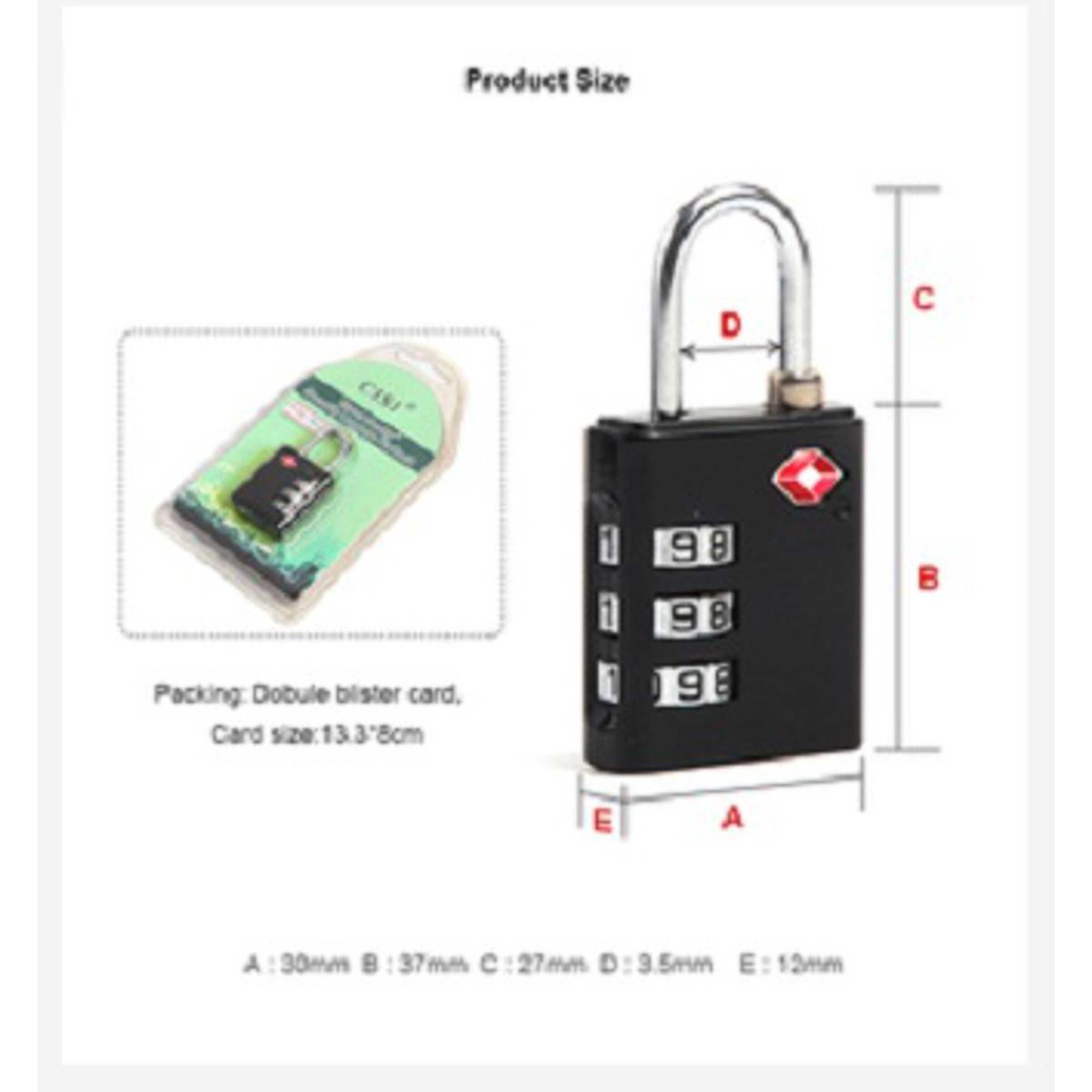 Digital Approved 3-Dials Hardware Combination Padlocks Travel Suitcase Luggage Bag Lock