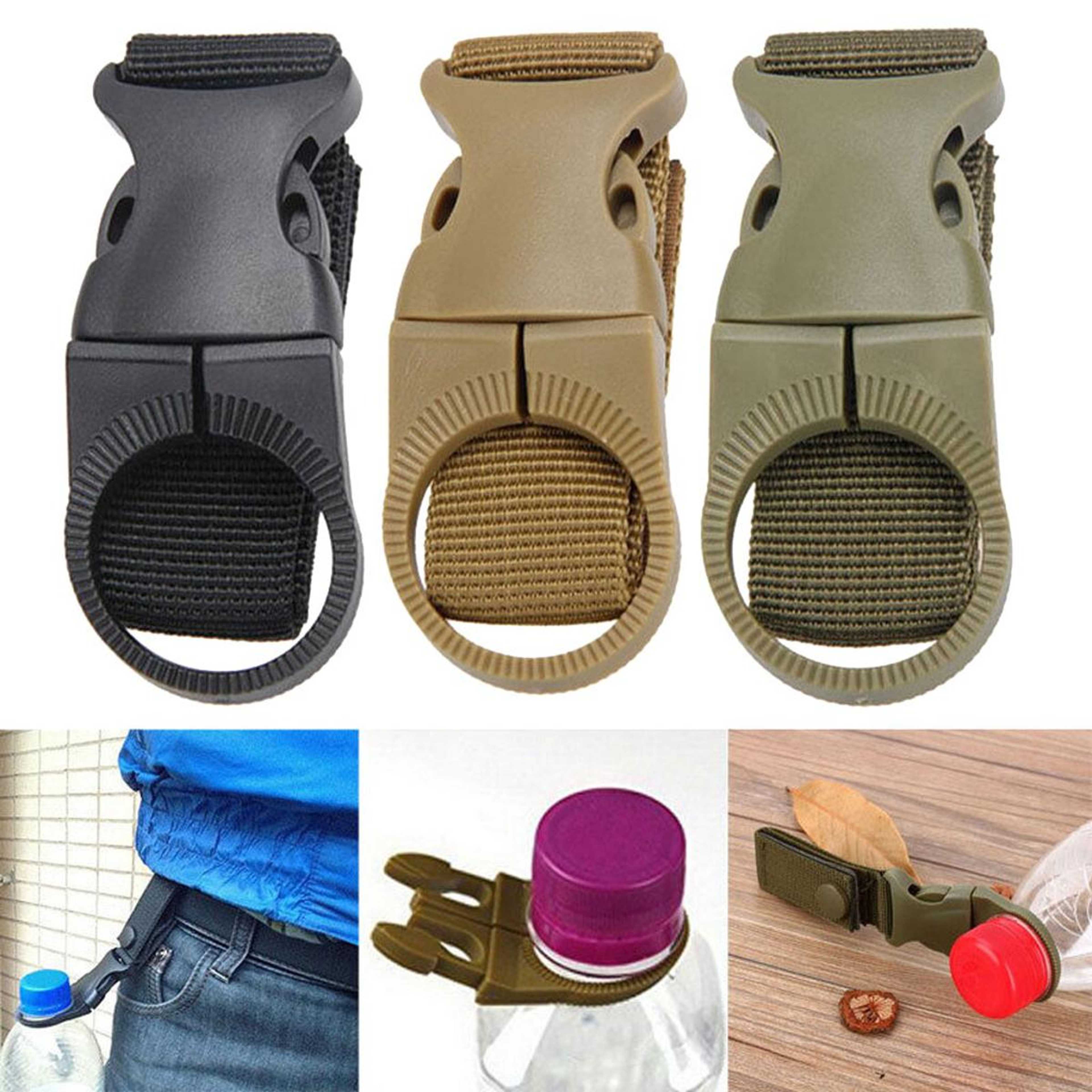 Water Bottle Holder Outdoor Carabiner Nylon Key Hook Molle Webbing Strap Hanging System Belt Buckle Durable Portable Hook Travel Tool Clip