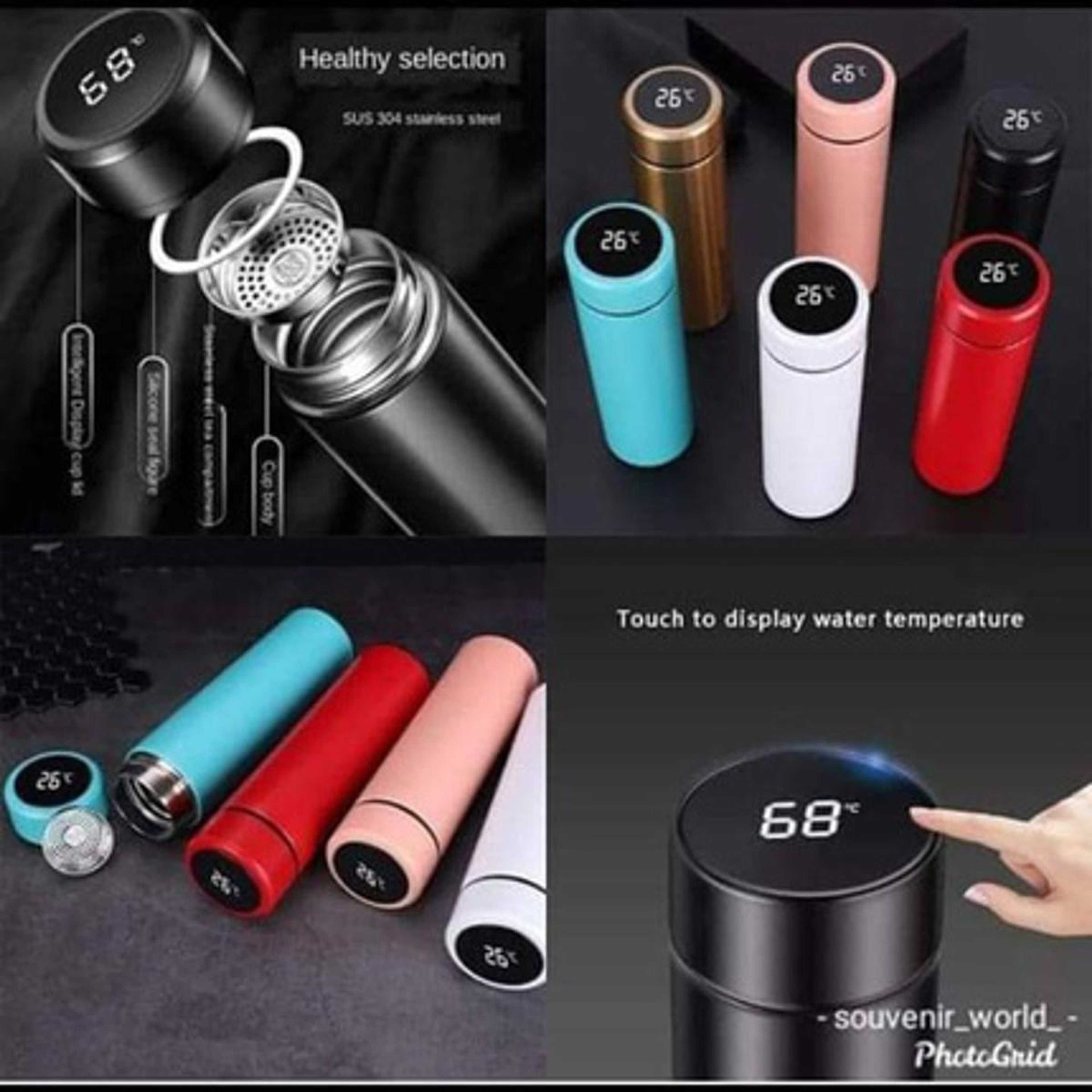 imported best quality Hot and Cold water bottle with LED Temperature Display, Stainless Steel Insulated Vacuum Flask Thermos SMART Digital Mug 500ML, Temperature Display Sports Drink Flasks