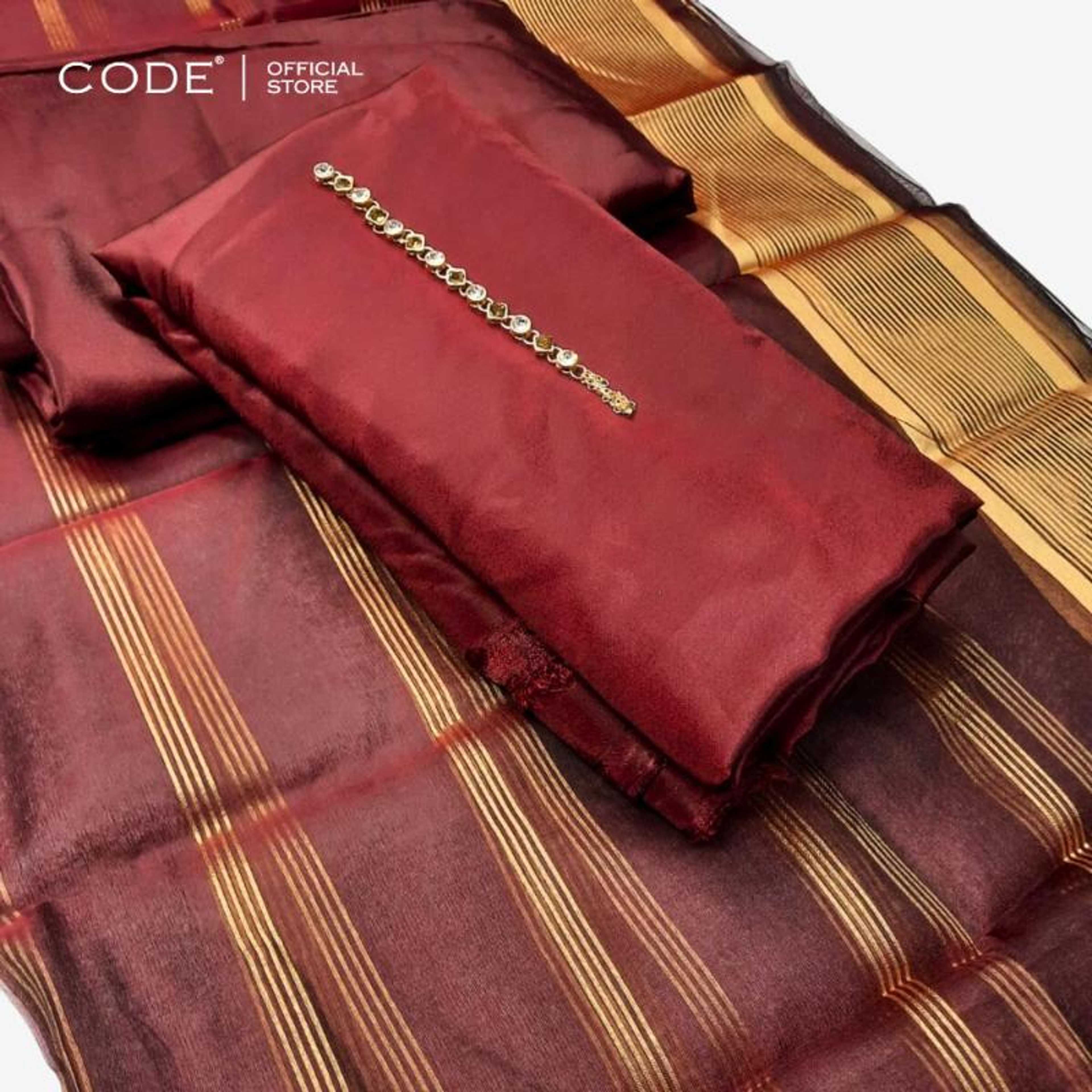 Code 3pc Unstitched Fabric For Women - 3 PC Unstitched Kataan Silk - High Quality Unstitched Fabric - Unstitched Suit -  New Design Unstitched Fabric For Women - Unstitched Suits For Women - Traditional Clothing - Maroon