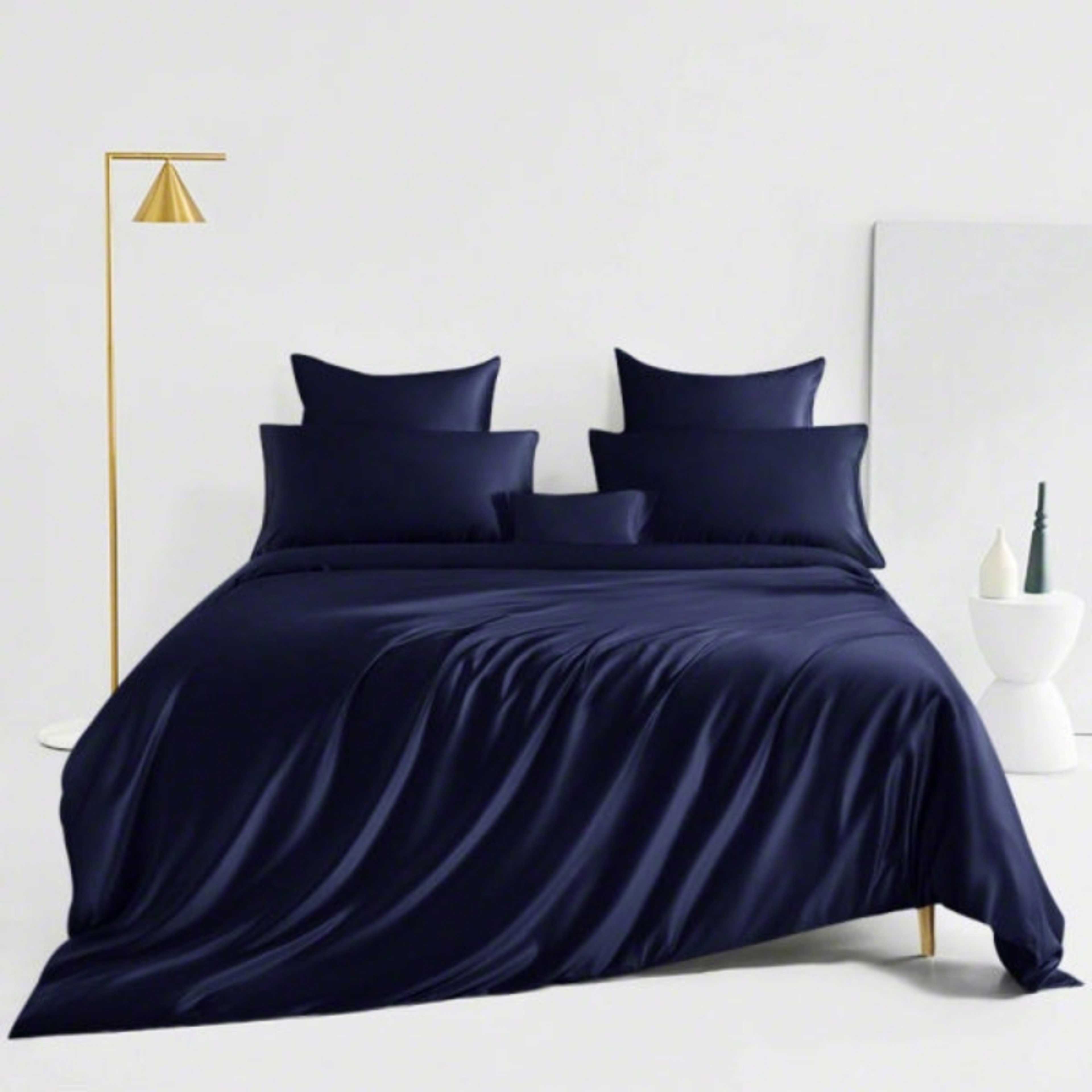 Luxury Navy Blue Pure Silk Duvet set -8 pieces