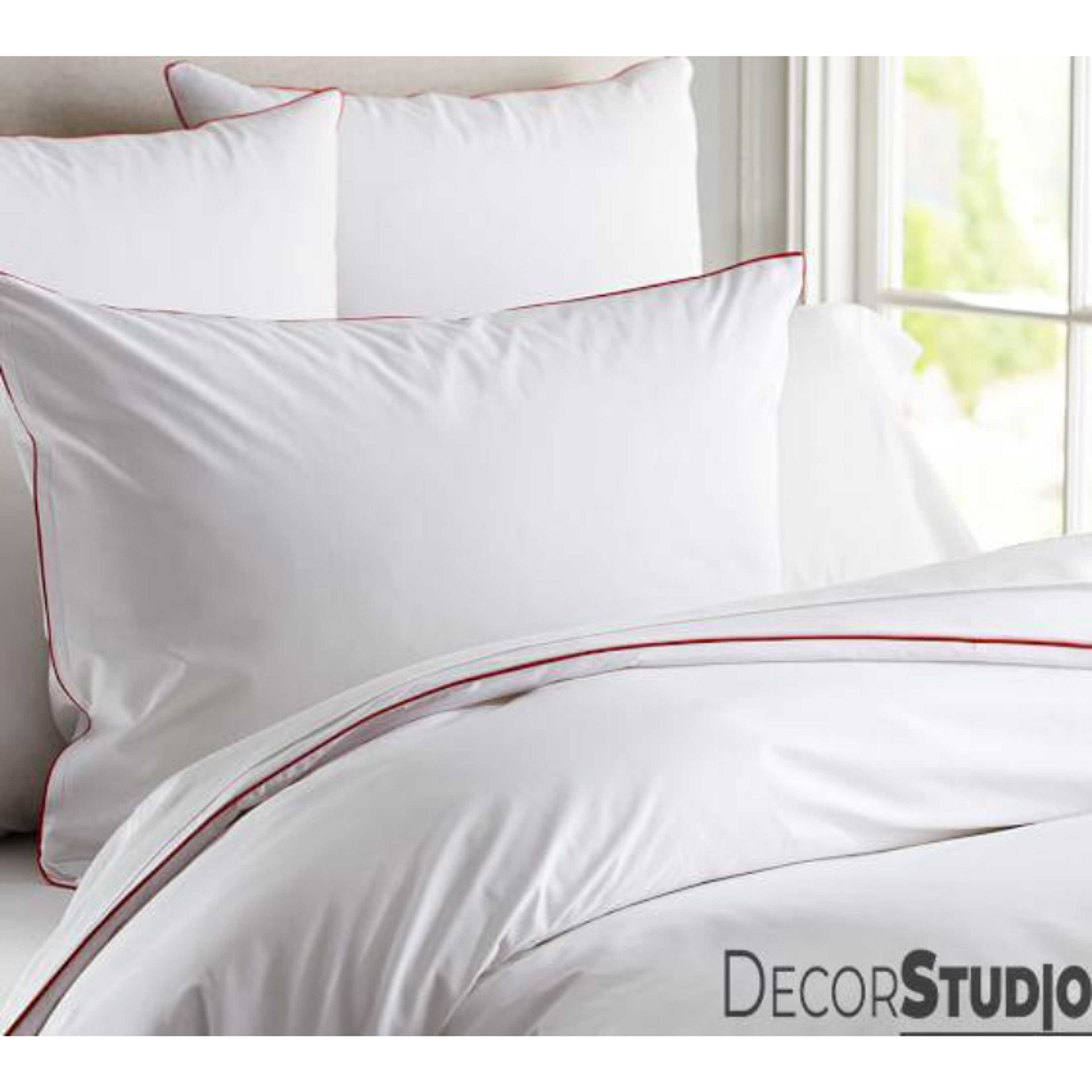 Stylish Red piping with White duvet set-6 pieces