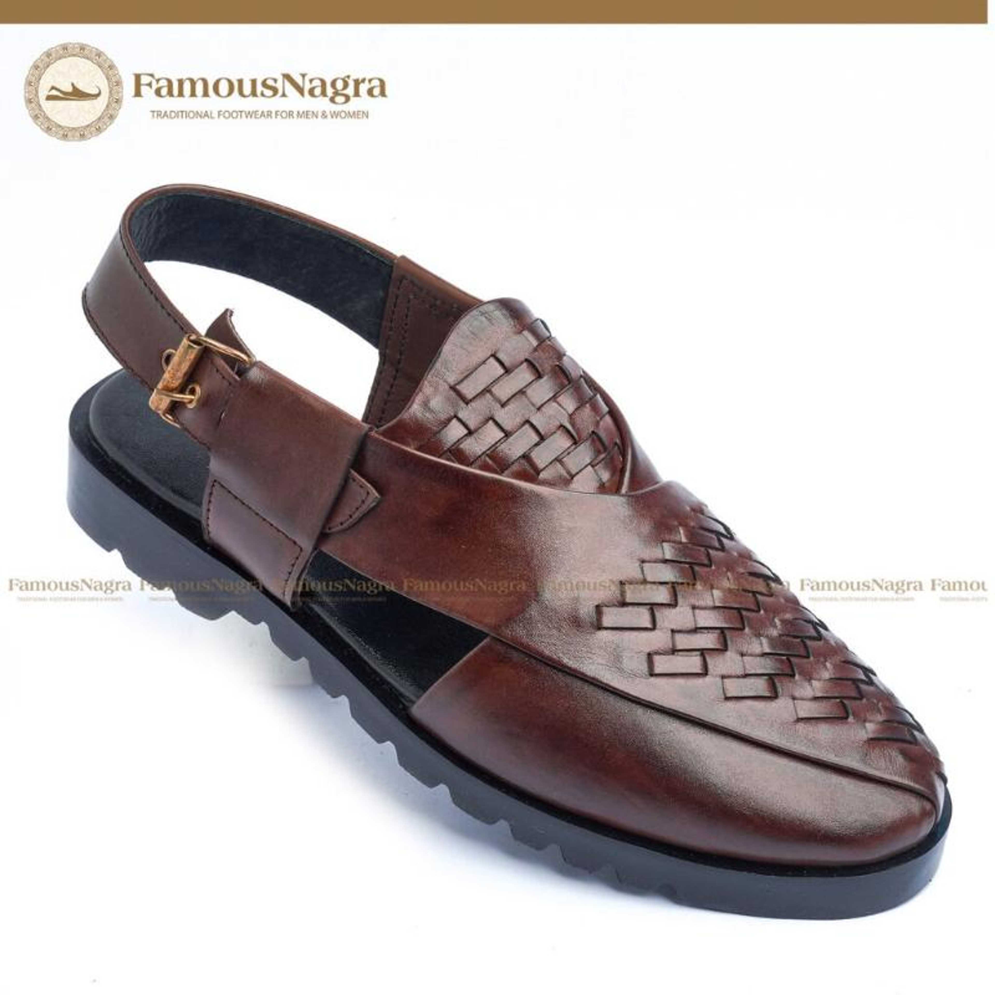 Peshawari Chappal / Sandal – Gents – Genuine Leather – Matt Brown – Soft Insole – Thin Tyre Outsole – Art 1218 - Product Main Image