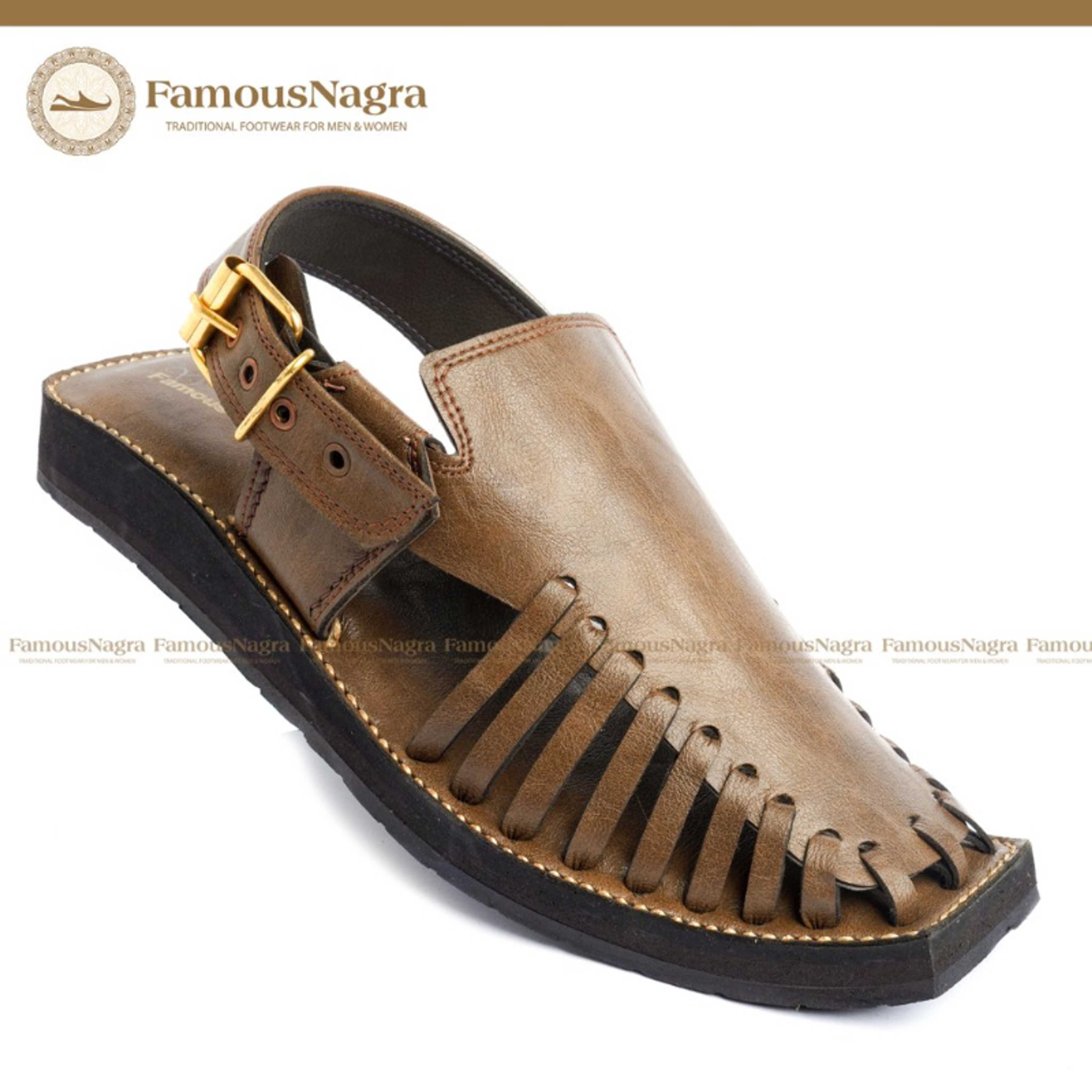 Peshawari Chappal / Sandal ? Gents ? Genuine Leather ? brown ? Soft Insole ? Thin Tyre Outsole ? Art 1248 - Product Main Image