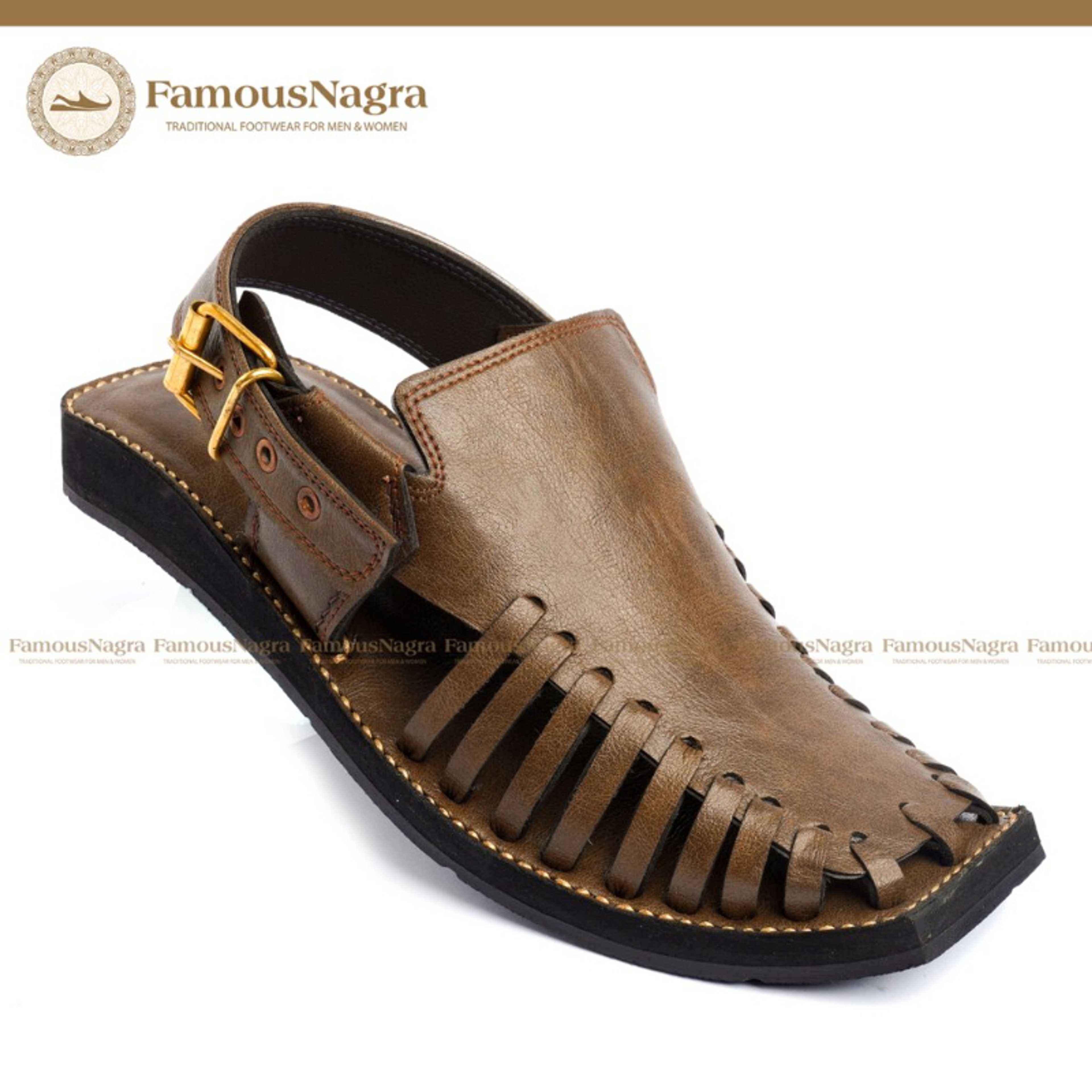Peshawari Chappal / Sandal ? Gents ? Genuine Leather ? brown ? Soft Insole ? Thin Tyre Outsole ? Art 1251 - Product Main Image