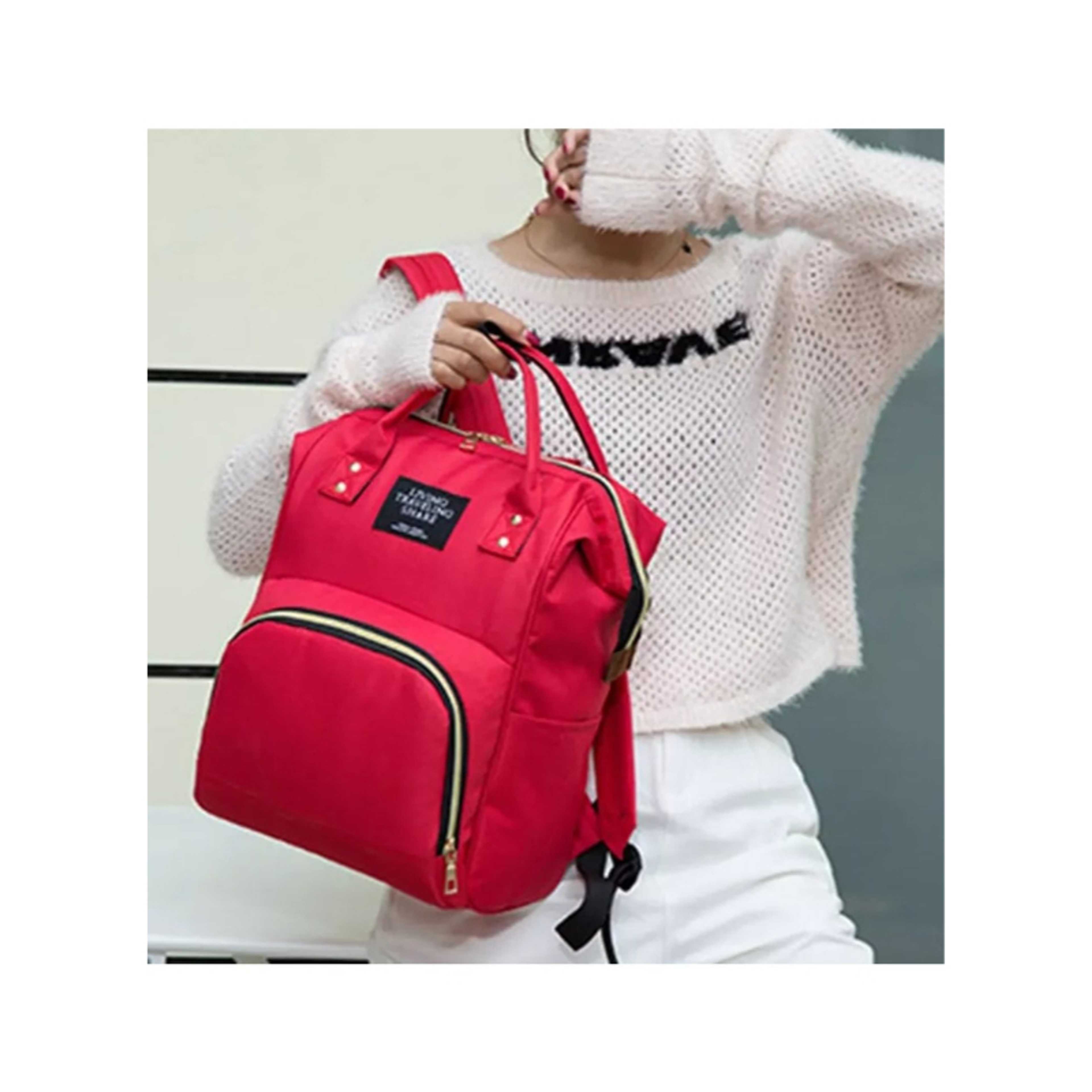 Baby-Baby Diaper Changing Backpack For Mother , Red - Product Main Image