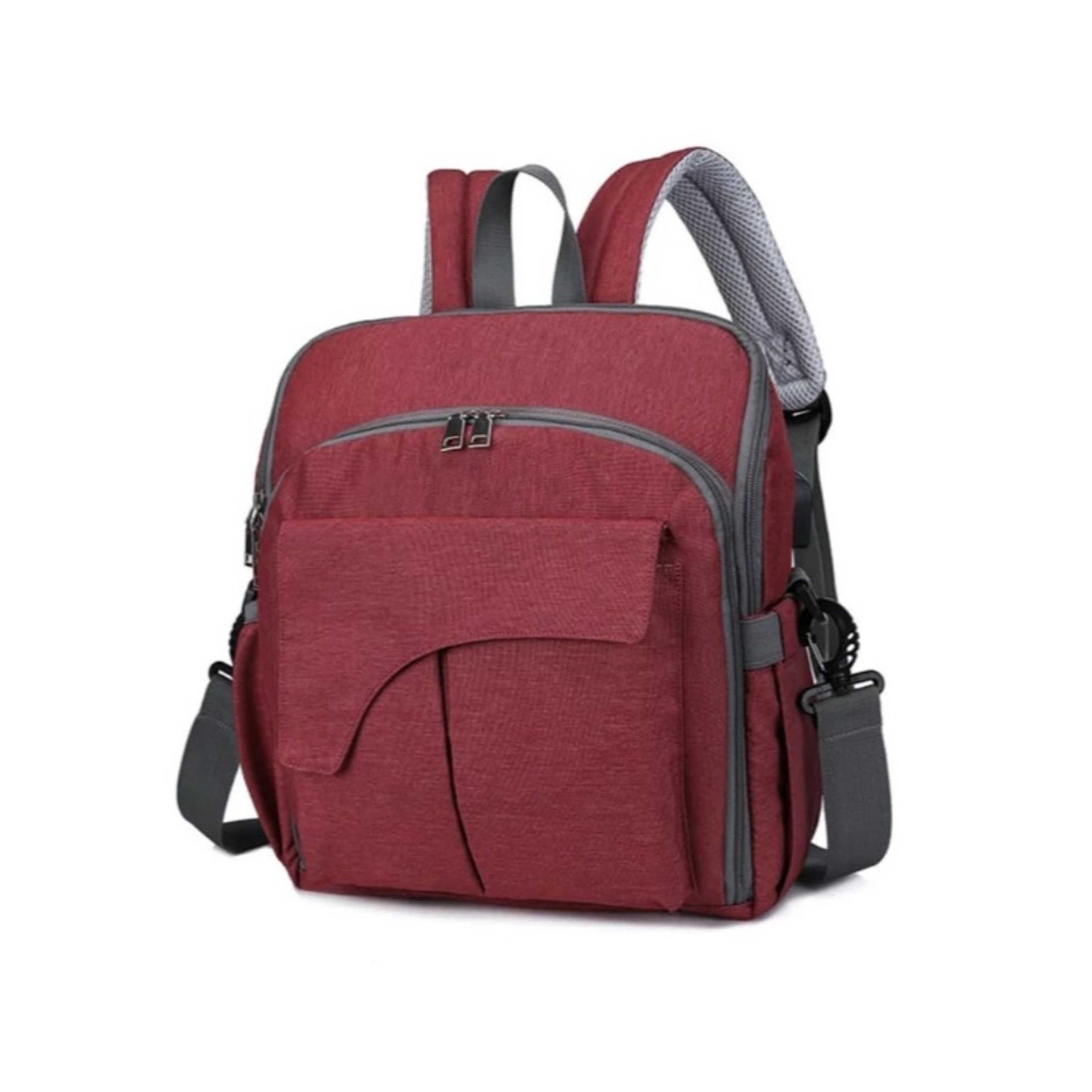 Baby-Baby Diaper Changing Backpack For Mother ,Maroon - Product Main Image