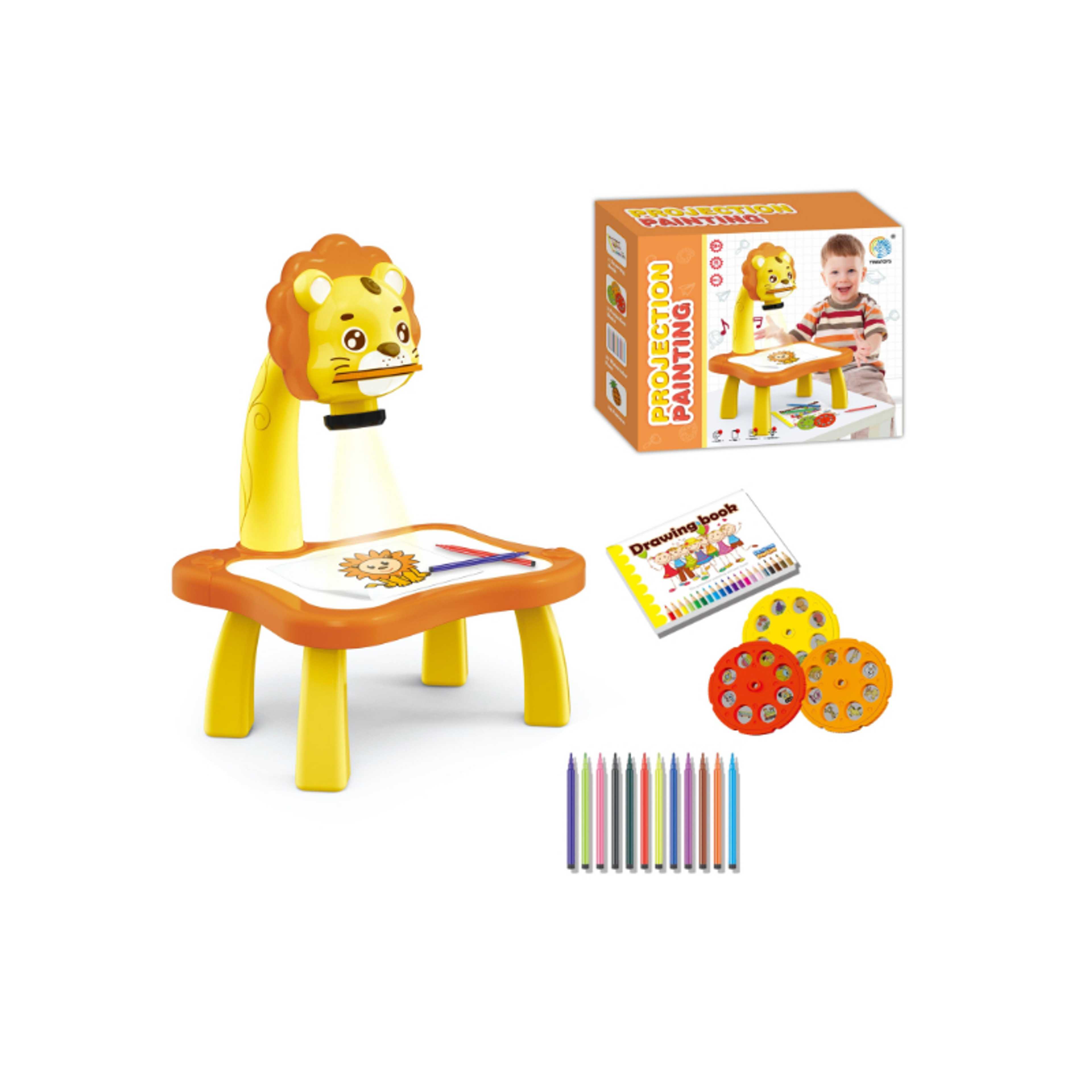 FAMILY-Adjustable Rotating Kids Projector Painting With 12 Colour Markers And 24 Patterns To Trace - Product Main Image