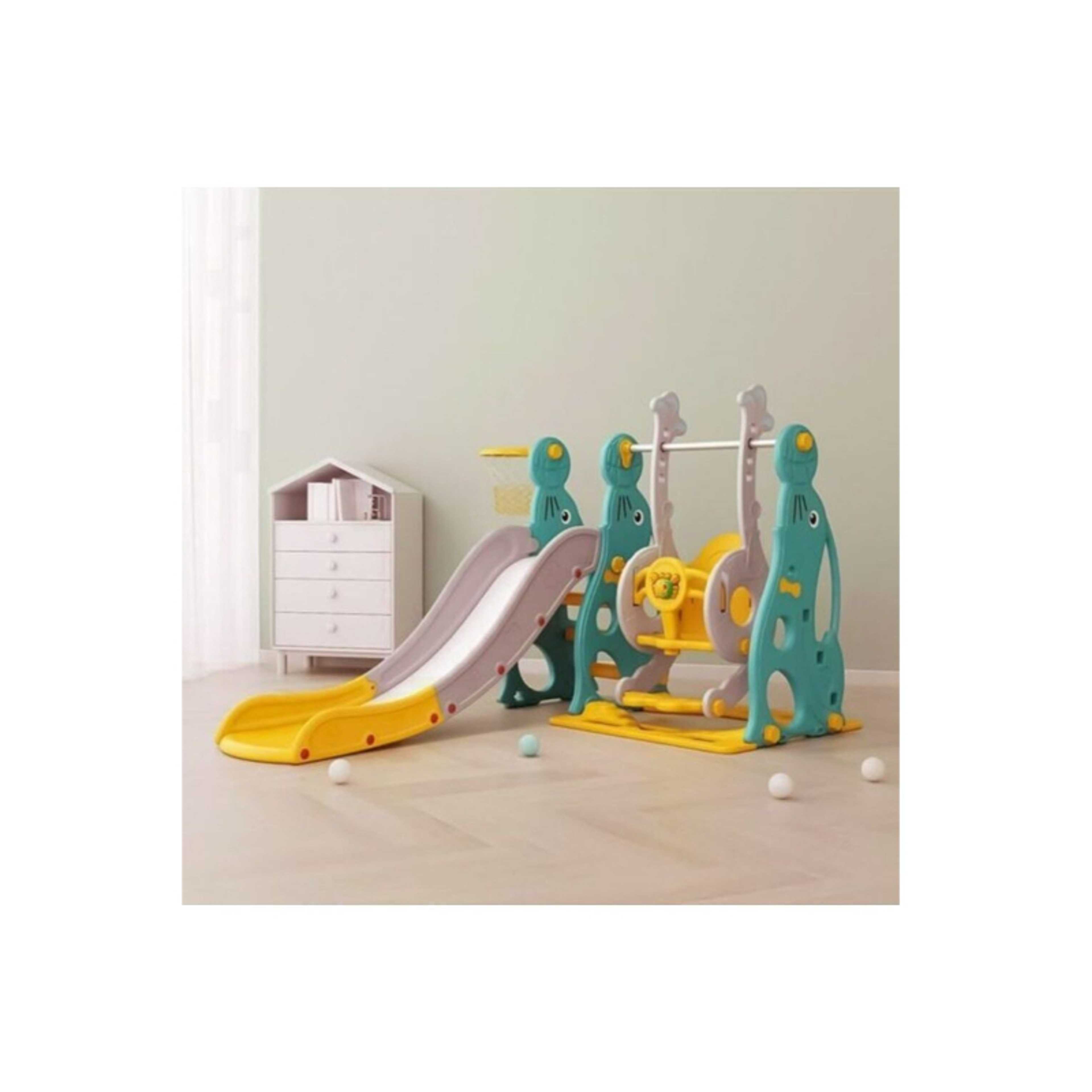 FULL JOY-Slide With Swing  + Basketball  3*1 ,Green 28-66-5031-32G - Product Main Image