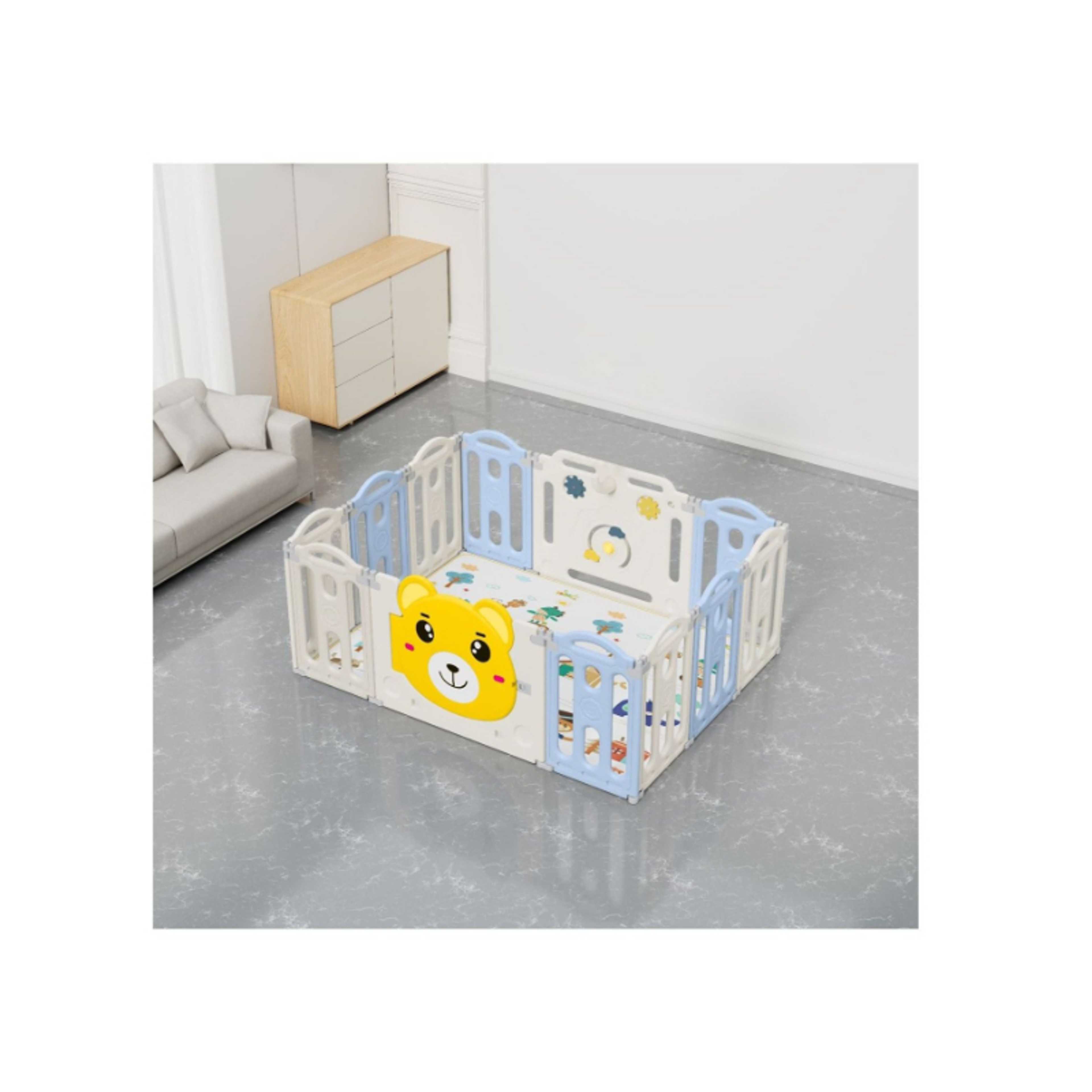 Baby-BEAR FOLDABLE FENCE PLAYPEN 10+2 - 148*115*62CM  BLUE 28-UN37-12B - Product Main Image