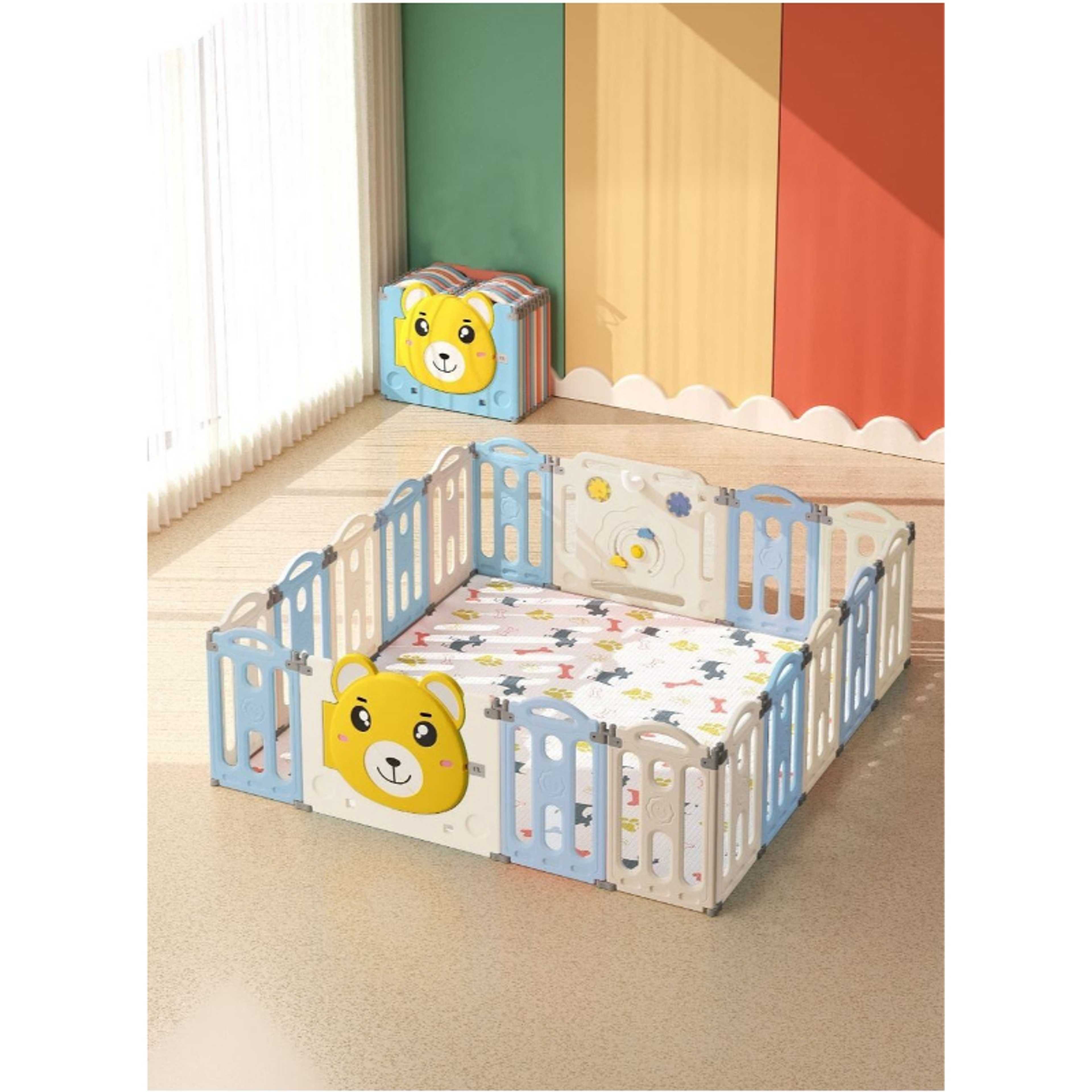 Baby-Bear Foldable  Fence Playpen  185*185*62CM Blue  28-UN40-12B - Product Main Image