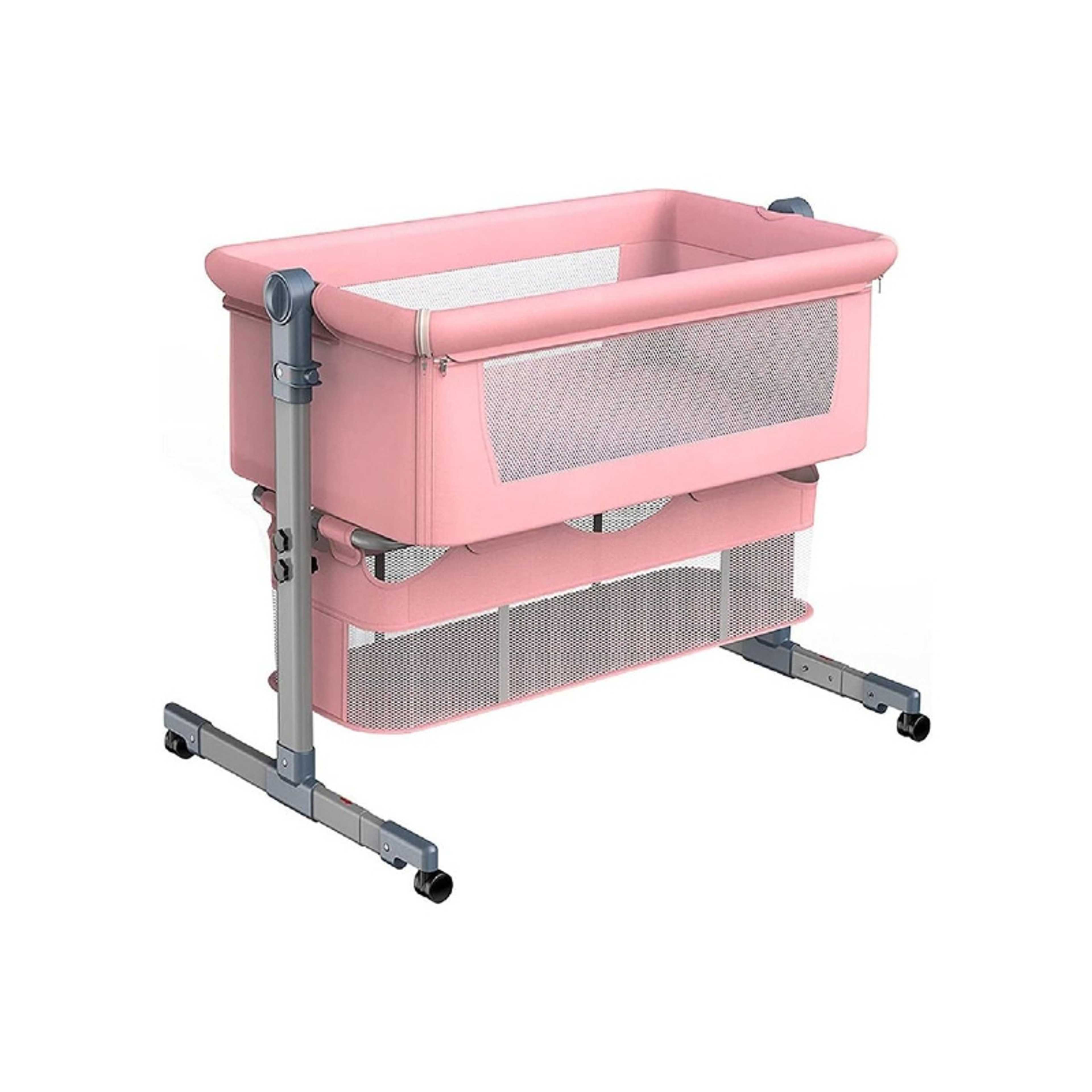 Baby-Movable Crib Foldable Height Adjustment  Baby Cradle Bed - Pink 33-006-14P - Product Main Image
