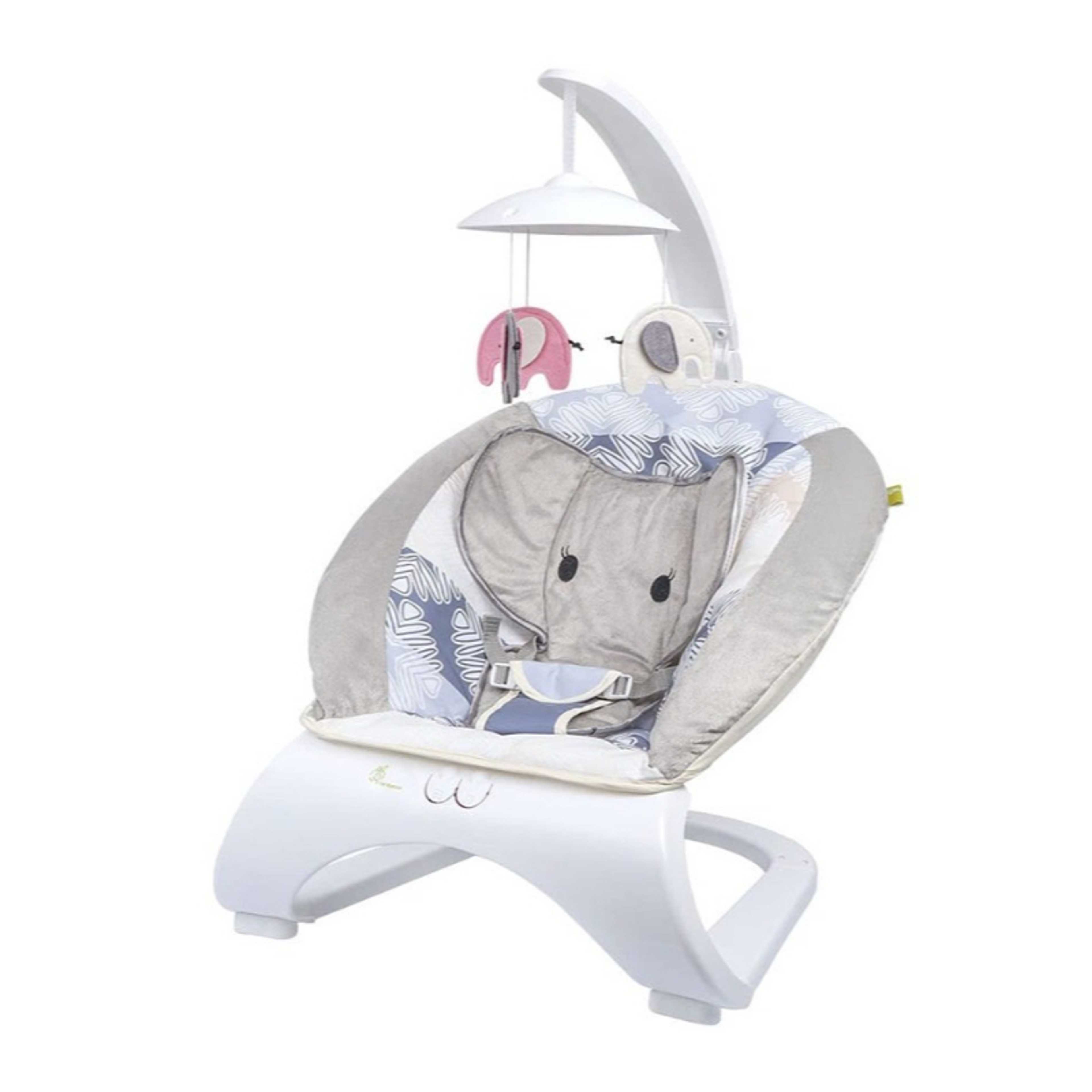 Baby-Baby Durable Elephant Bouncer Chair With Music And Hanging Toys, Grey - Product Main Image