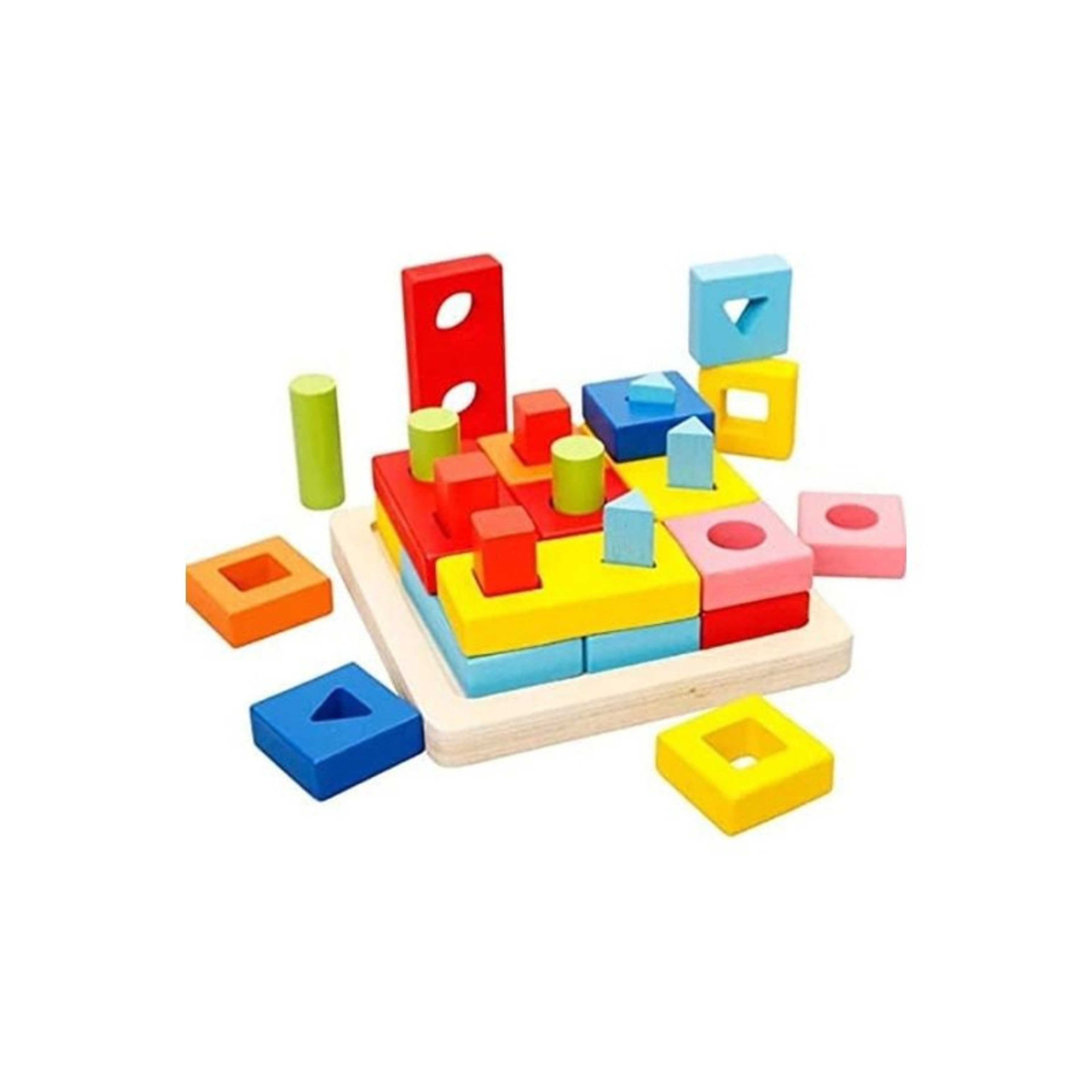 Baby love-Wooden Shape Blocks Matching Set 19x15x6.5cm - Product Main Image