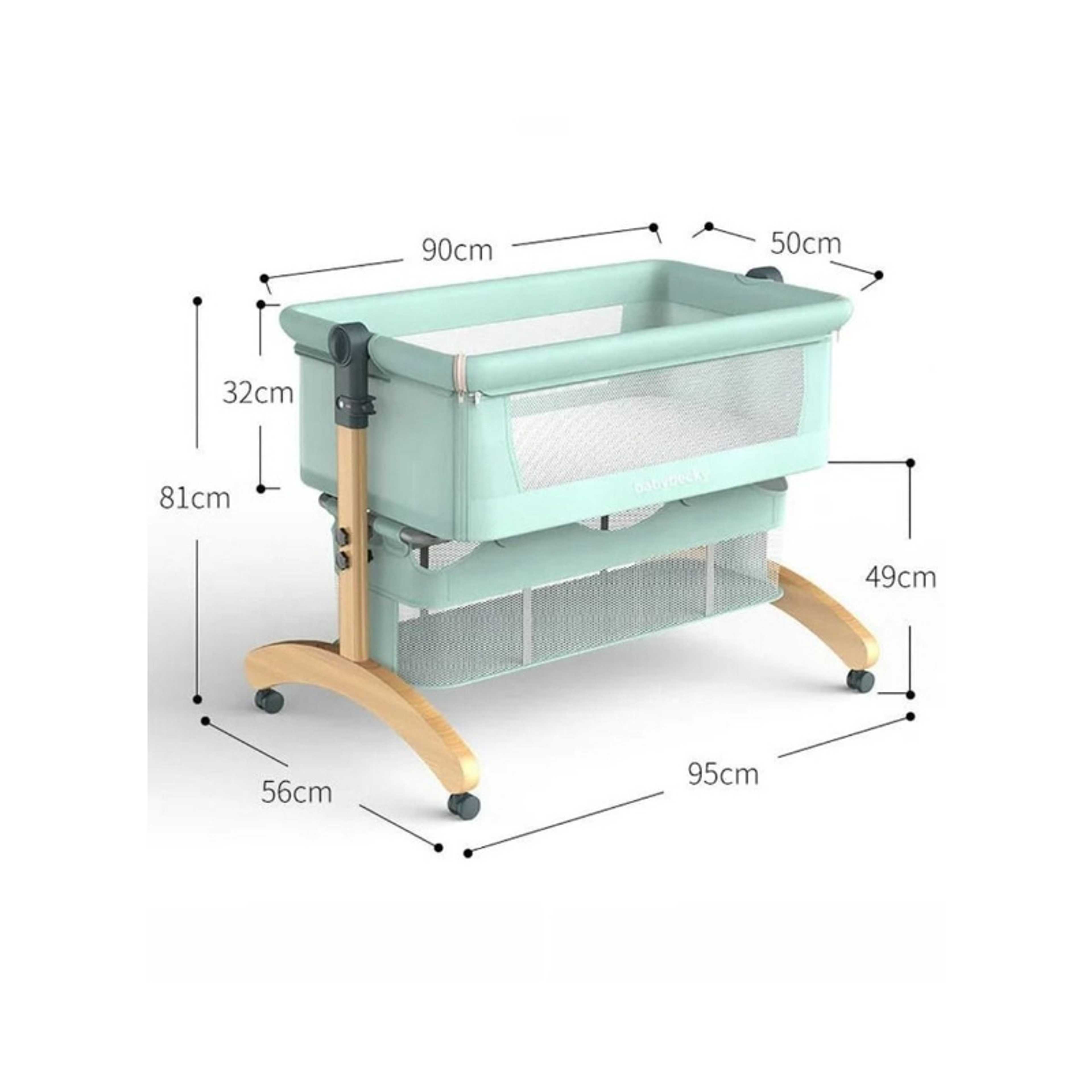 Baby-Portable Movable Foldable Solid Wood Cradle  Multifunctional-Green - Product Main Image