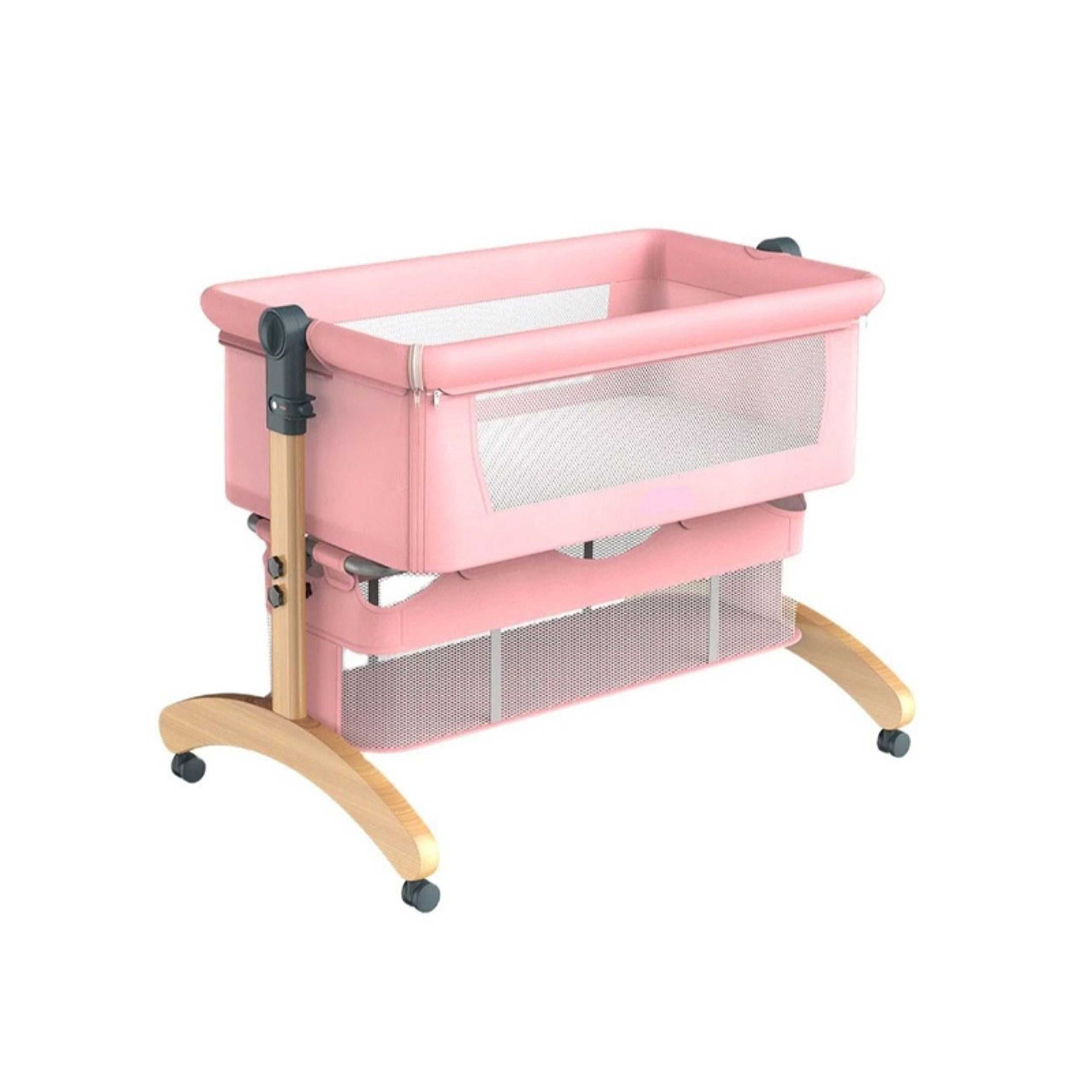 Baby-Portable Movable Foldable Solid Wood Cradle Multifunctional-Pink 33-602-14P - Product Main Image