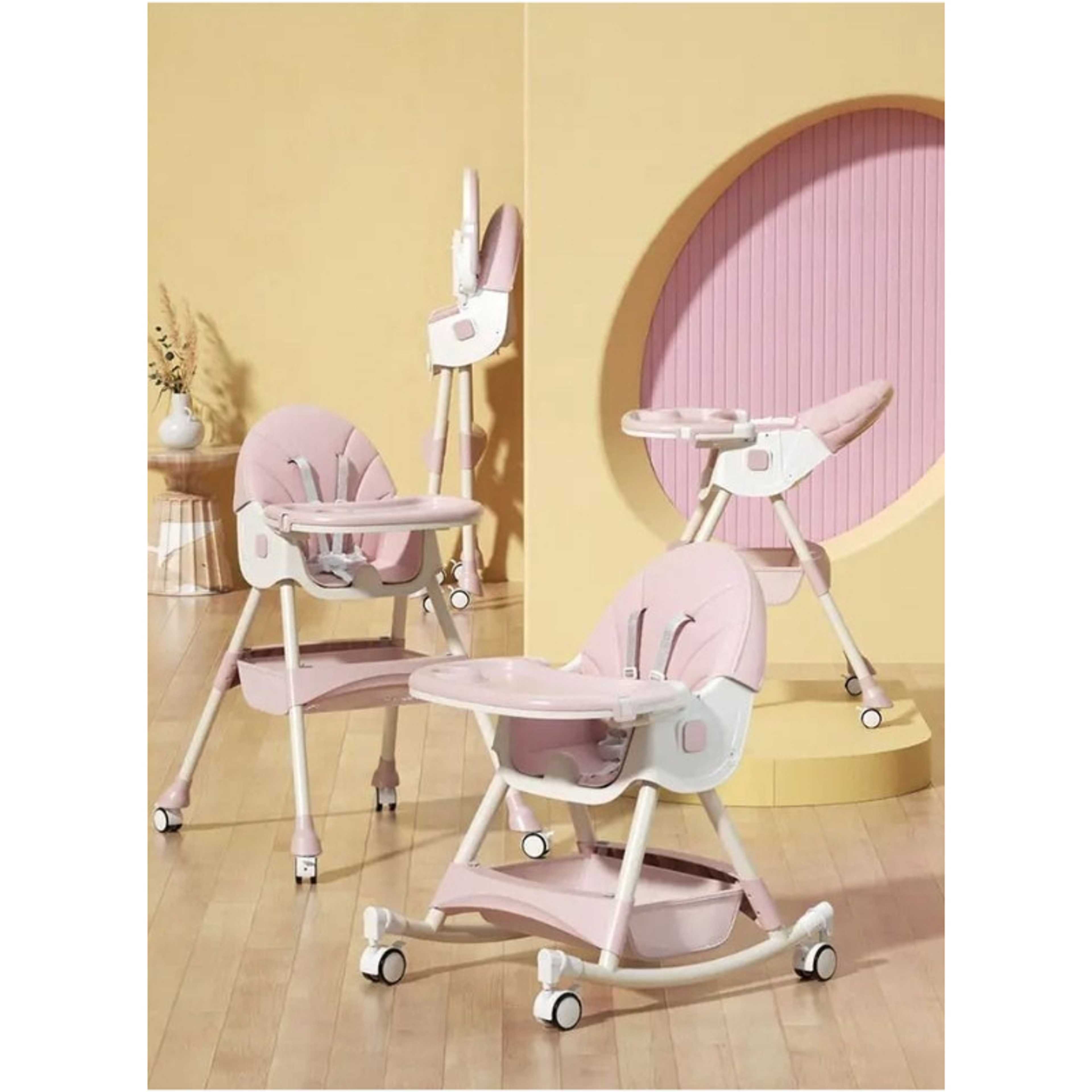Baby-Adjustable Multifunctional Portable Foldable Dining Highchair With Removable Tray -Pink  33-803-12P - Product Main Image