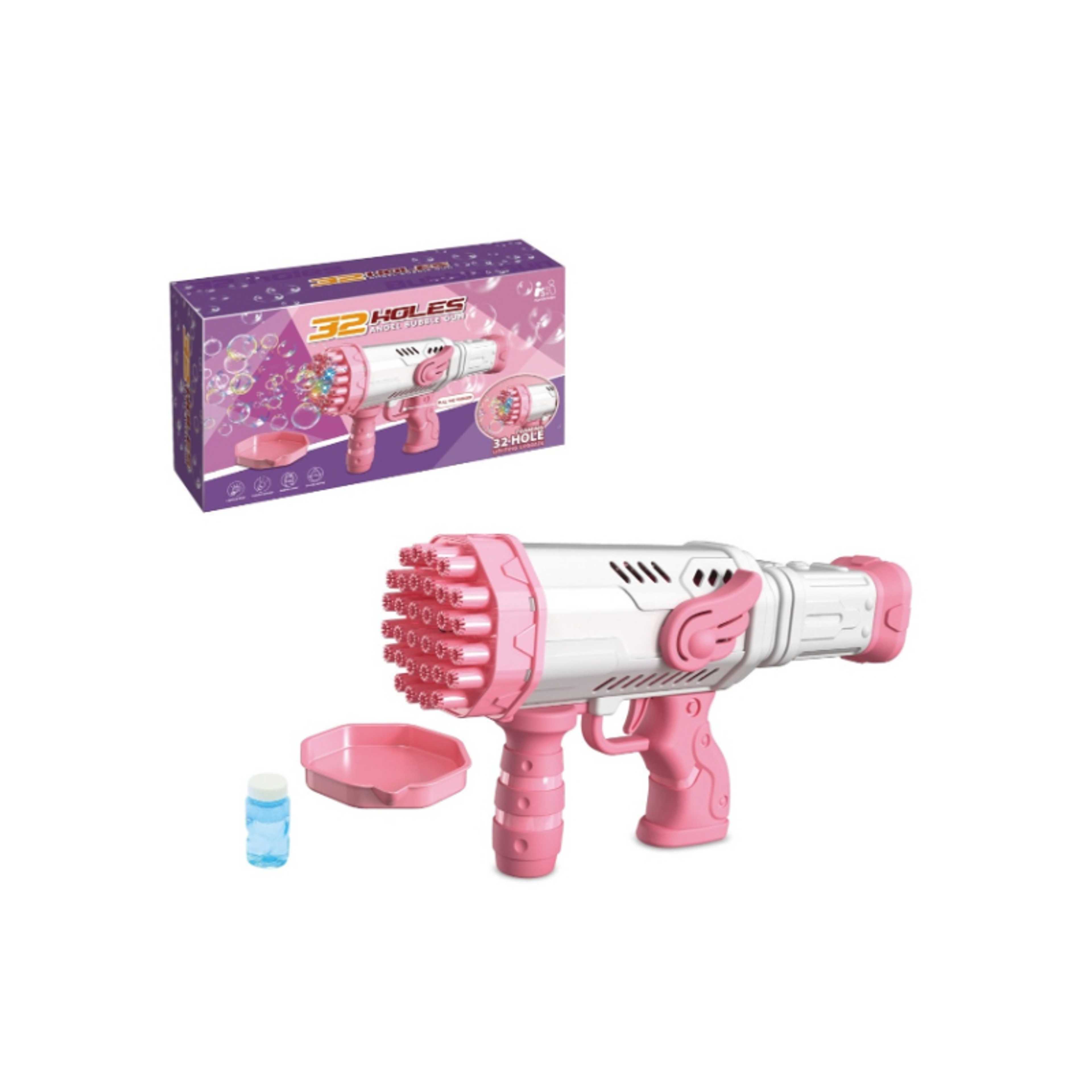FULL JOY-Bubble Gun for Kids 32HOLES , Pink - Product Main Image