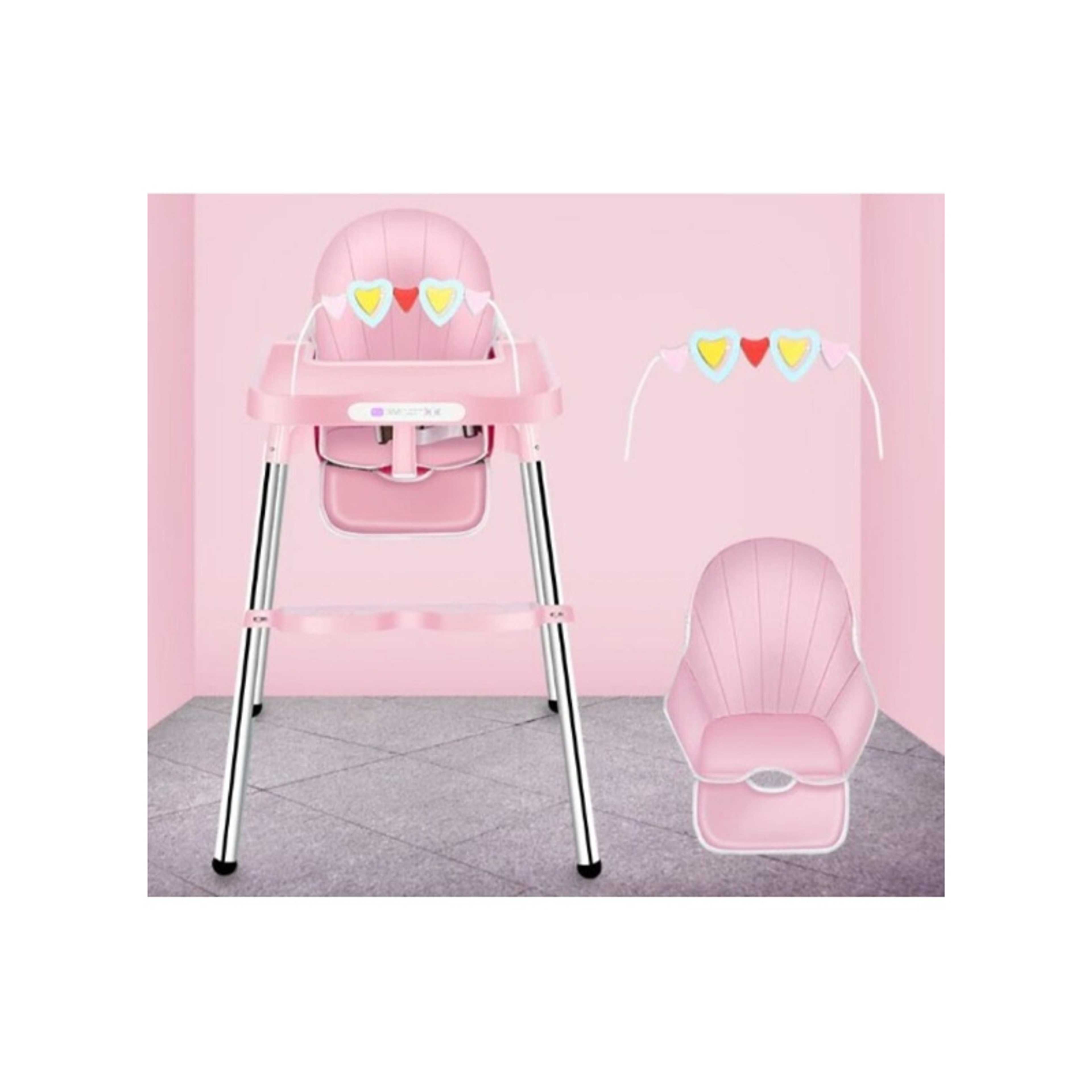 FULL JOY-Adjustable Multifunctional Portable Foldable Dining Highchair With Removable Tray-Pink - Product Main Image