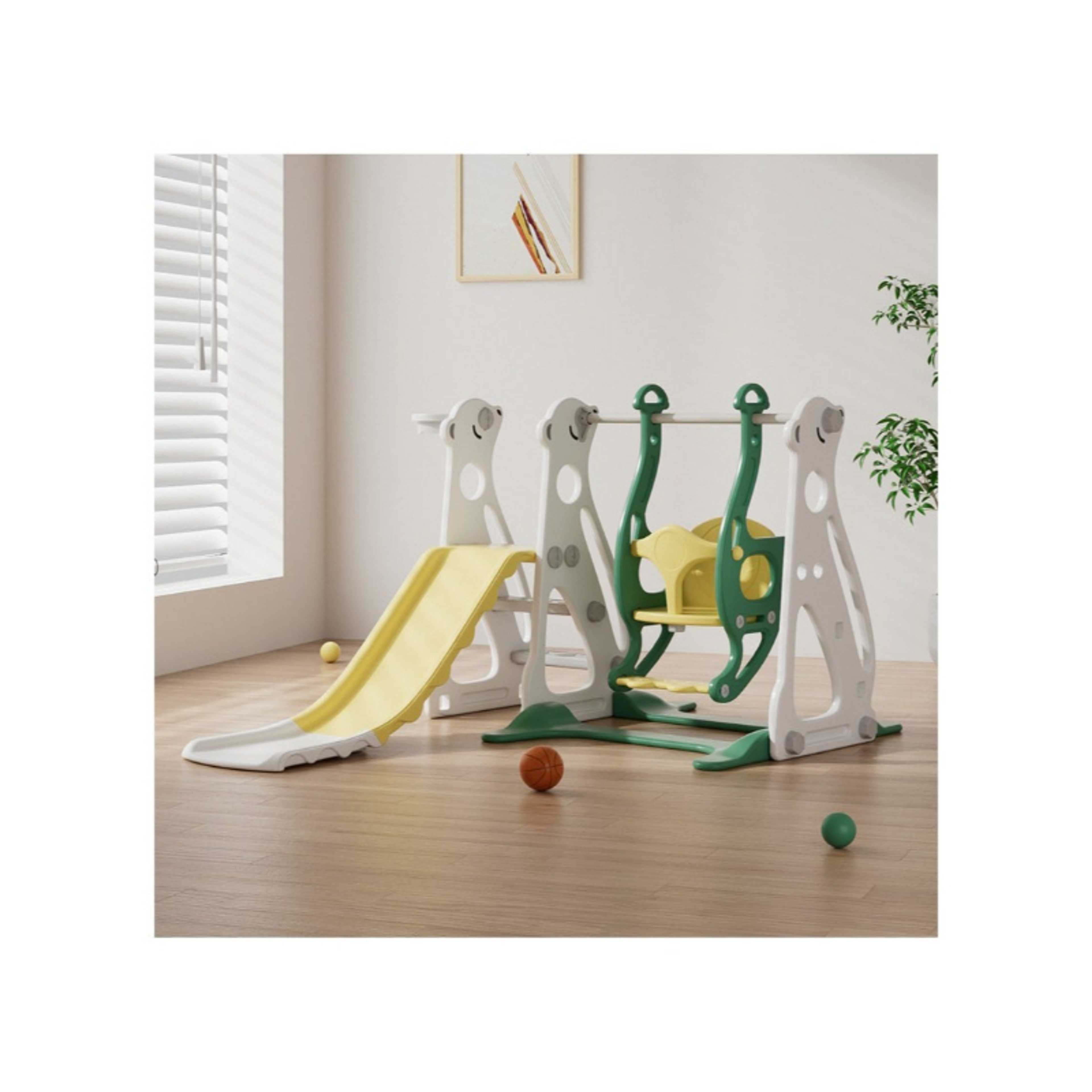 FULL JOY-3*1Polar Bear Slide with a Swing +Basketball - Product Main Image