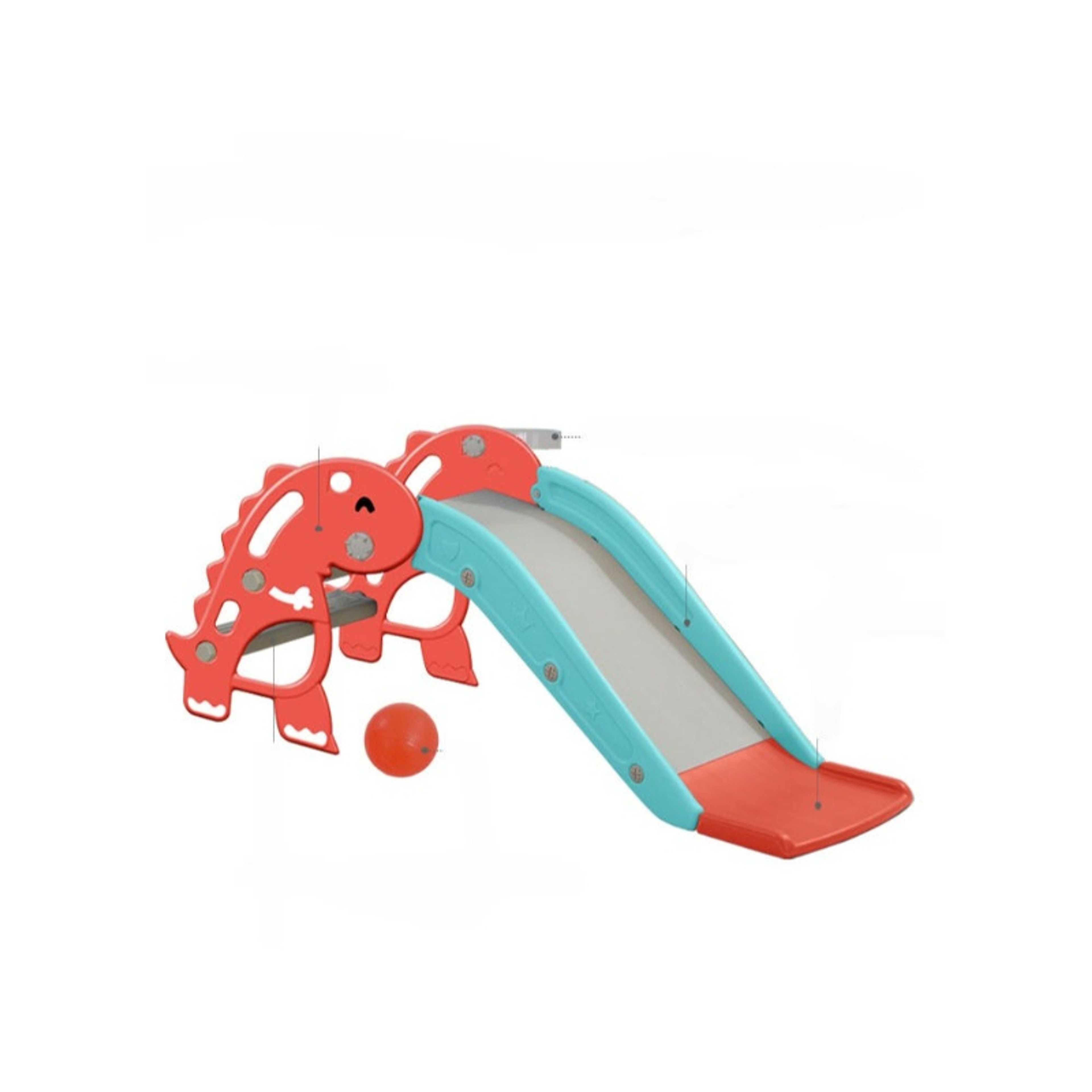 FULL JOY-The Little Dinosaur Slide  With Basketball ,Red -Turquoise - Product Main Image