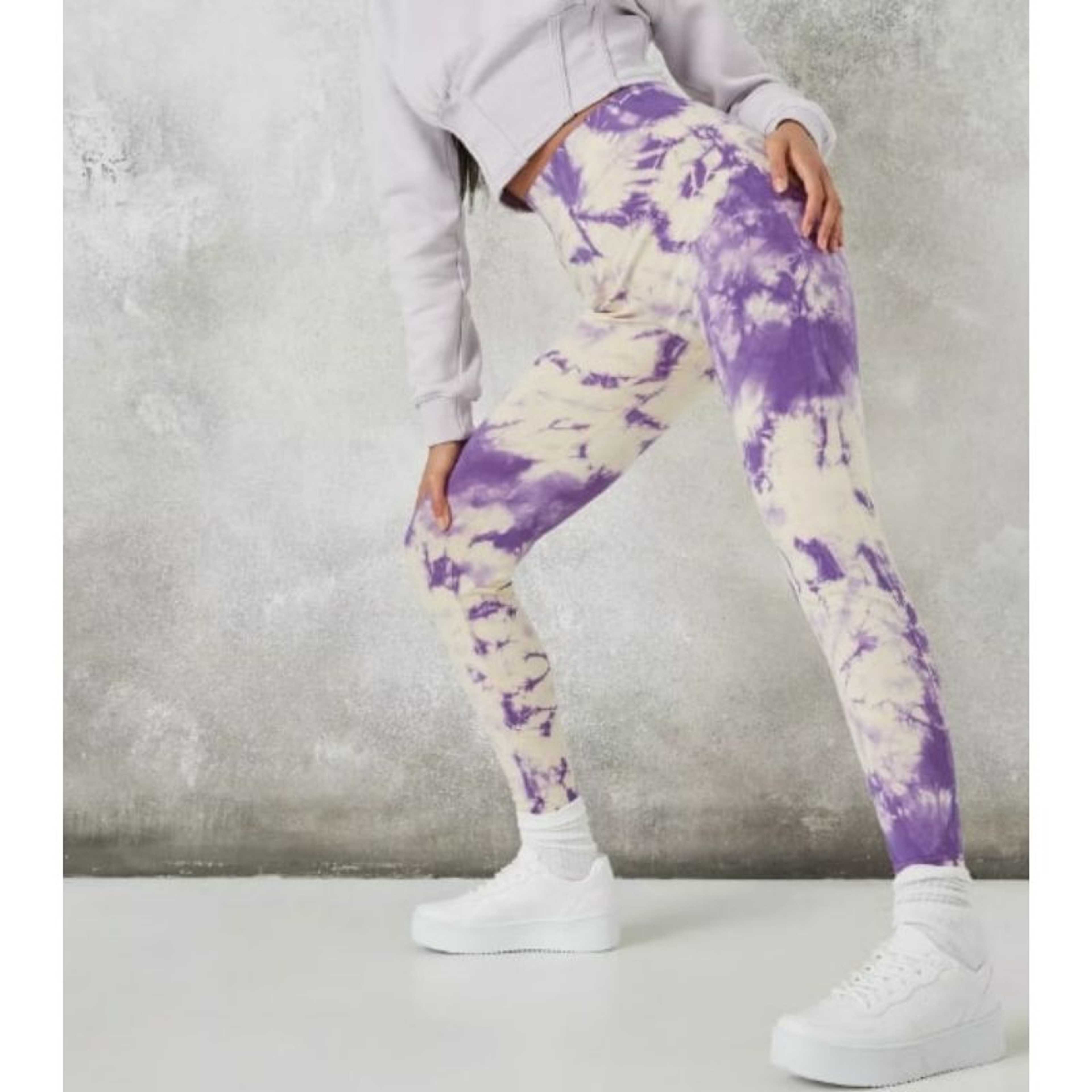 Women's Purple Tie Dye High Waist Ultra Soft Premium Yoga Pants Leggings