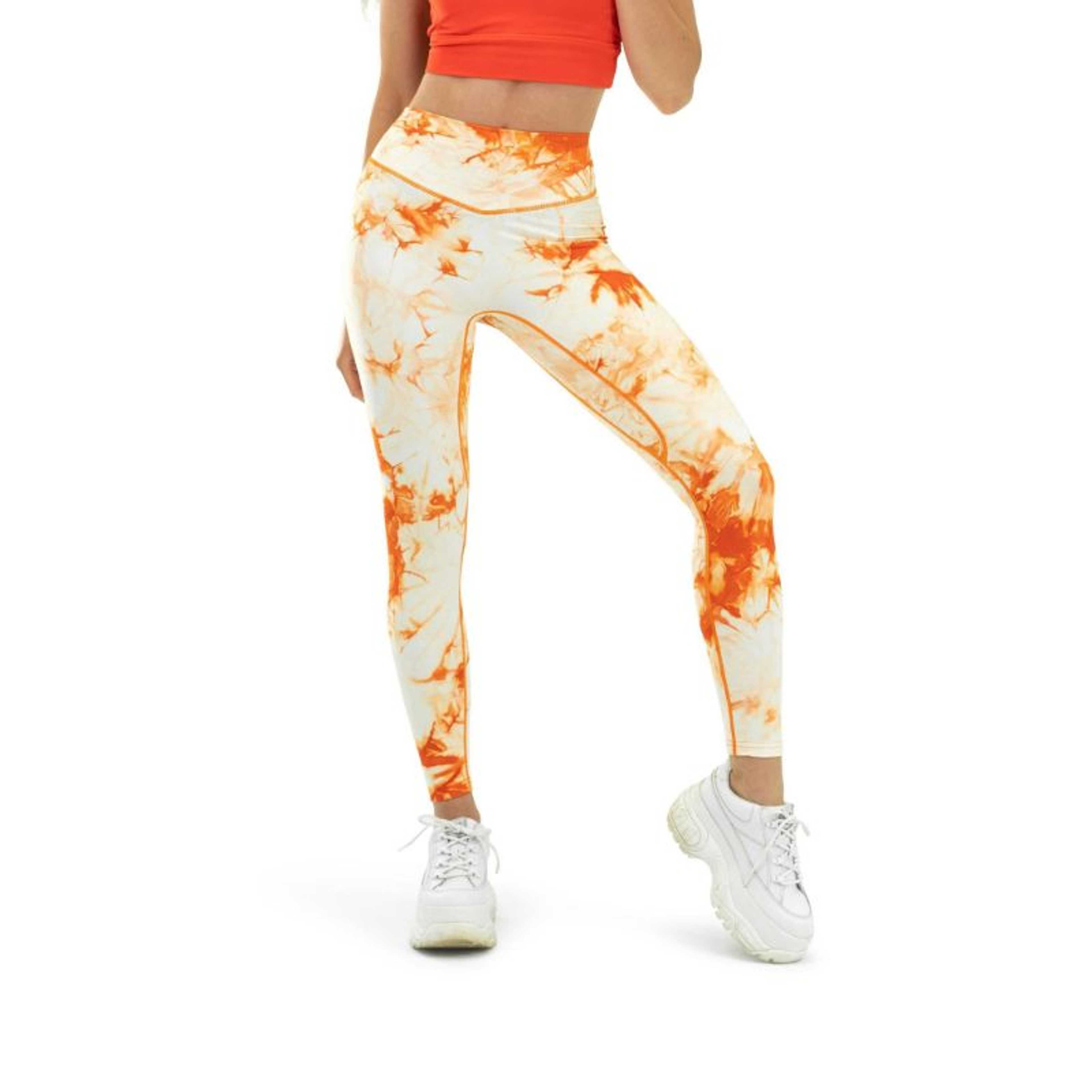 Women's Orange Tie Dye High Waist Ultra Soft Premium Yoga Pants Leggings