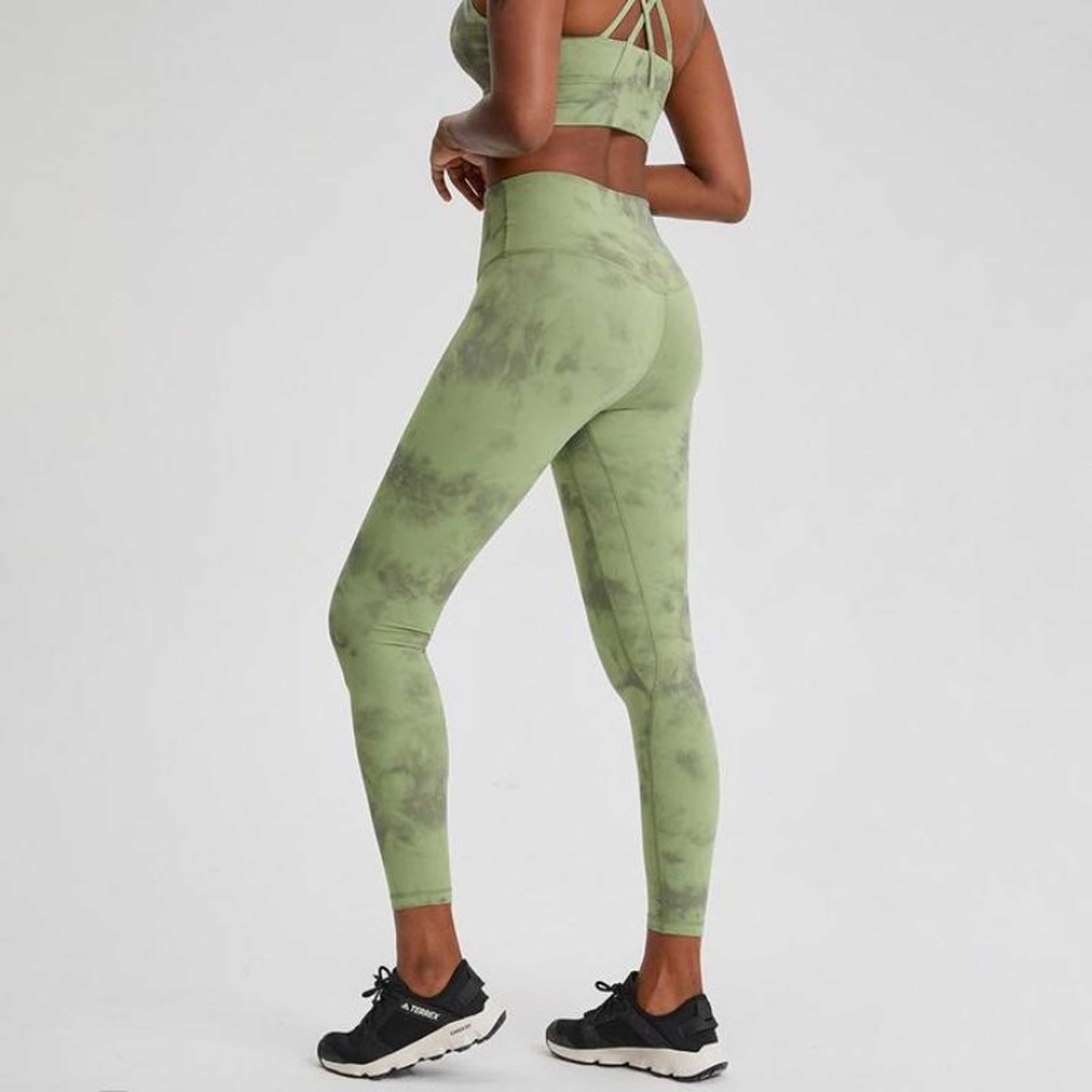 Women's Green Tie Dye High Waist Ultra Soft Premium Yoga Pants Leggings