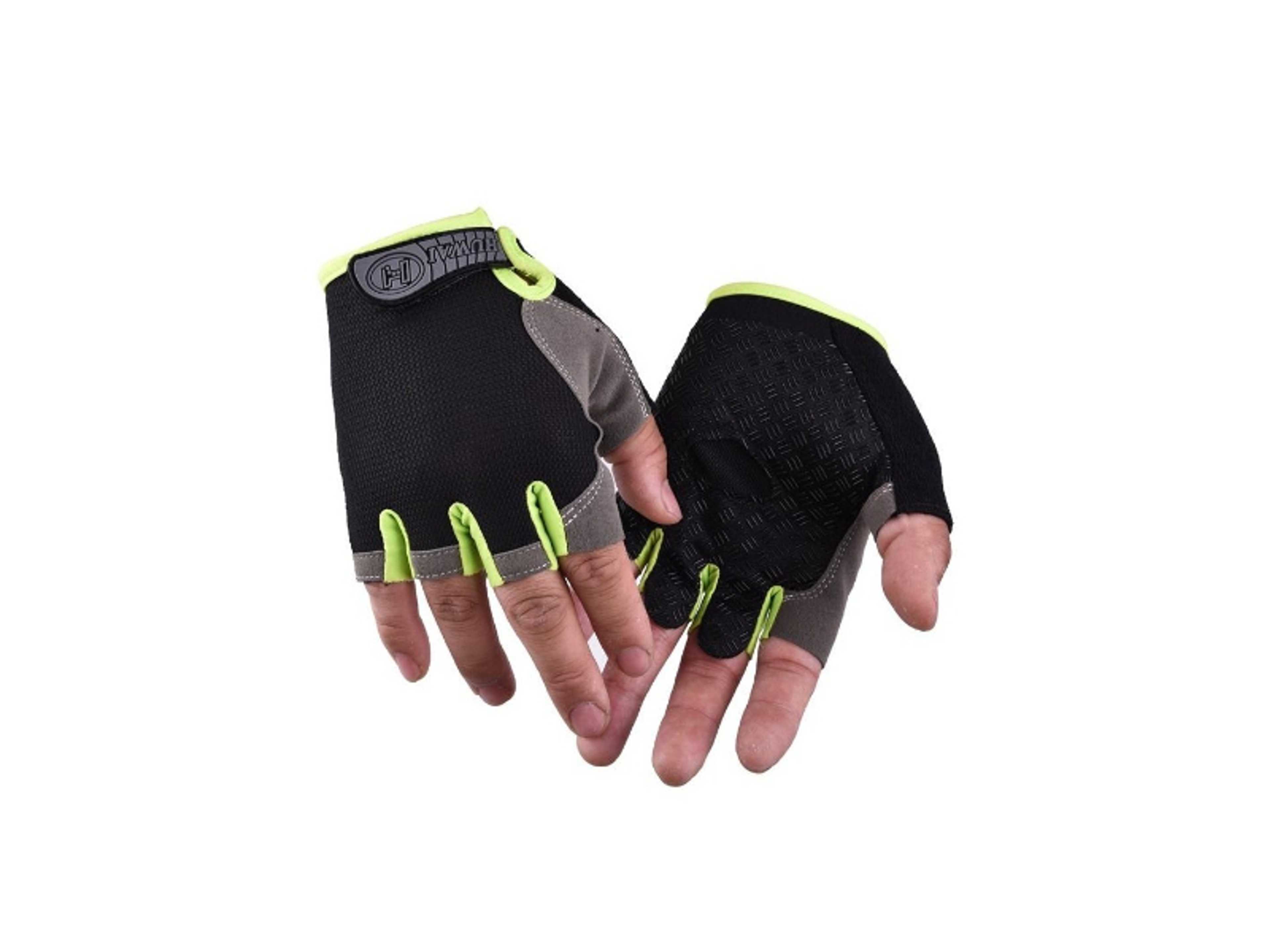 Pair Half Finger Bicycle Cycling Gloves High Elasticity Breathable Mesh Anti-slip MTB Bike Gloves Outdoor Sports Gloves-M, Black/Green - Product Main Image