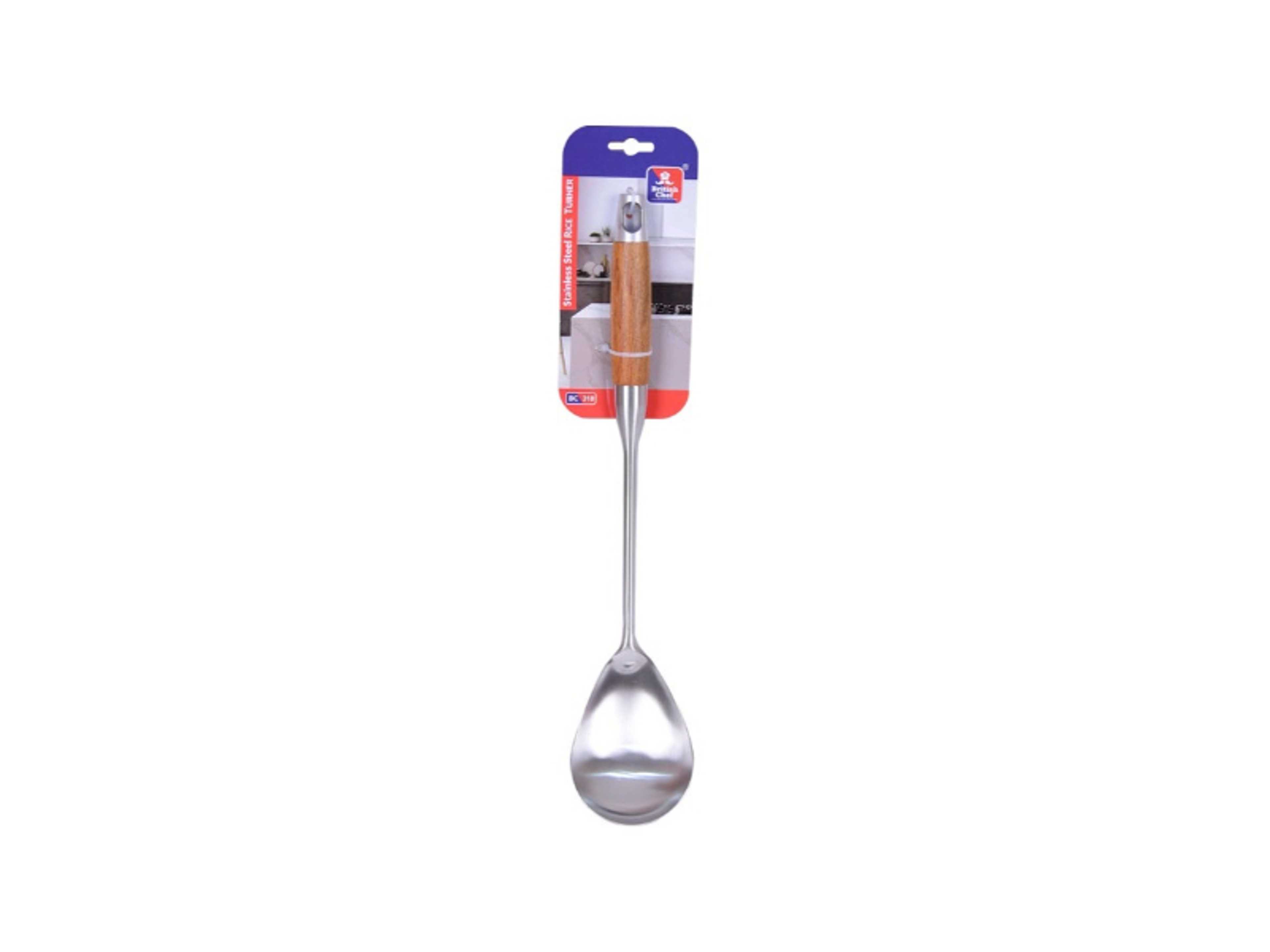 Stainless Steel Rice Turner | Wooden Handle | Rice Spoon | Long Handle Turner Spoon |BC318 - Product Main Image