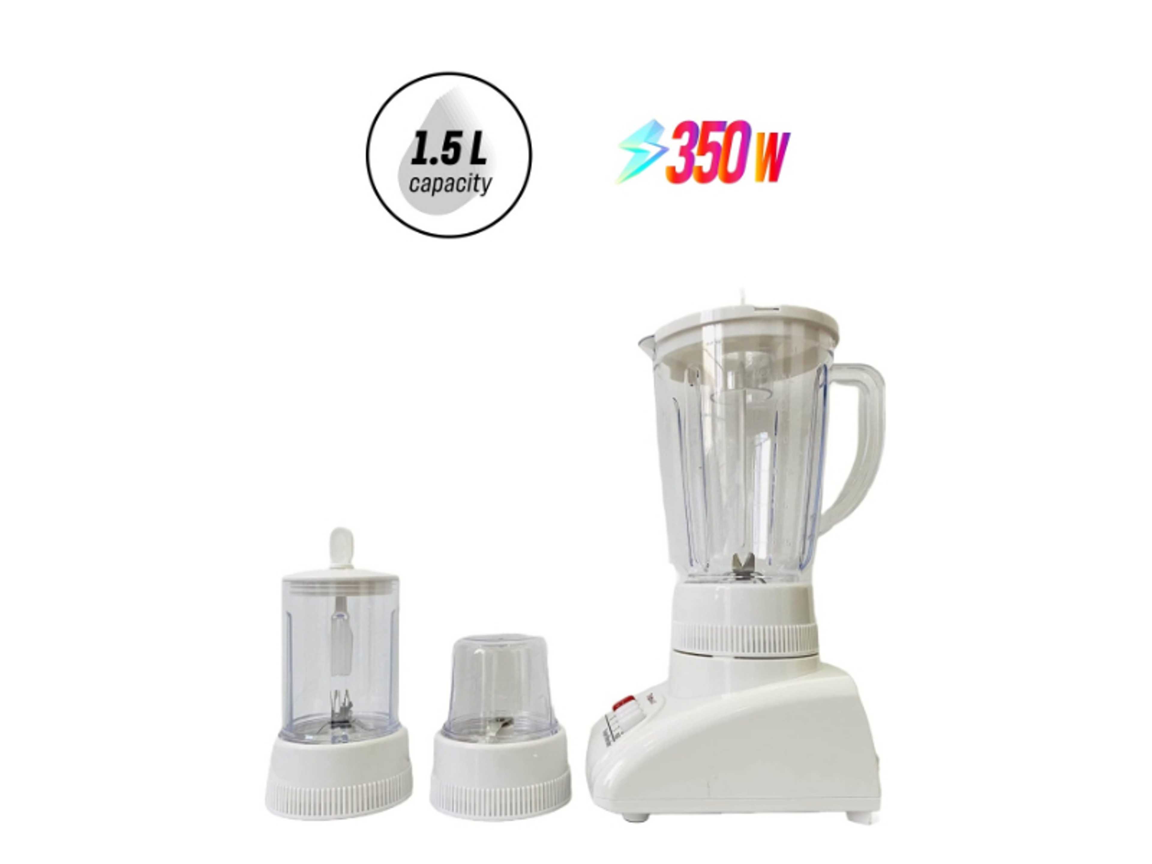3-in-1 Blender | 1.5L Capacity With 350W Powerful Motor | Dry & Wet Mill Attachment | P/O/1/2 Speed Control | Removable Stainless Steel Blade | Easy Cleaning - Product Main Image