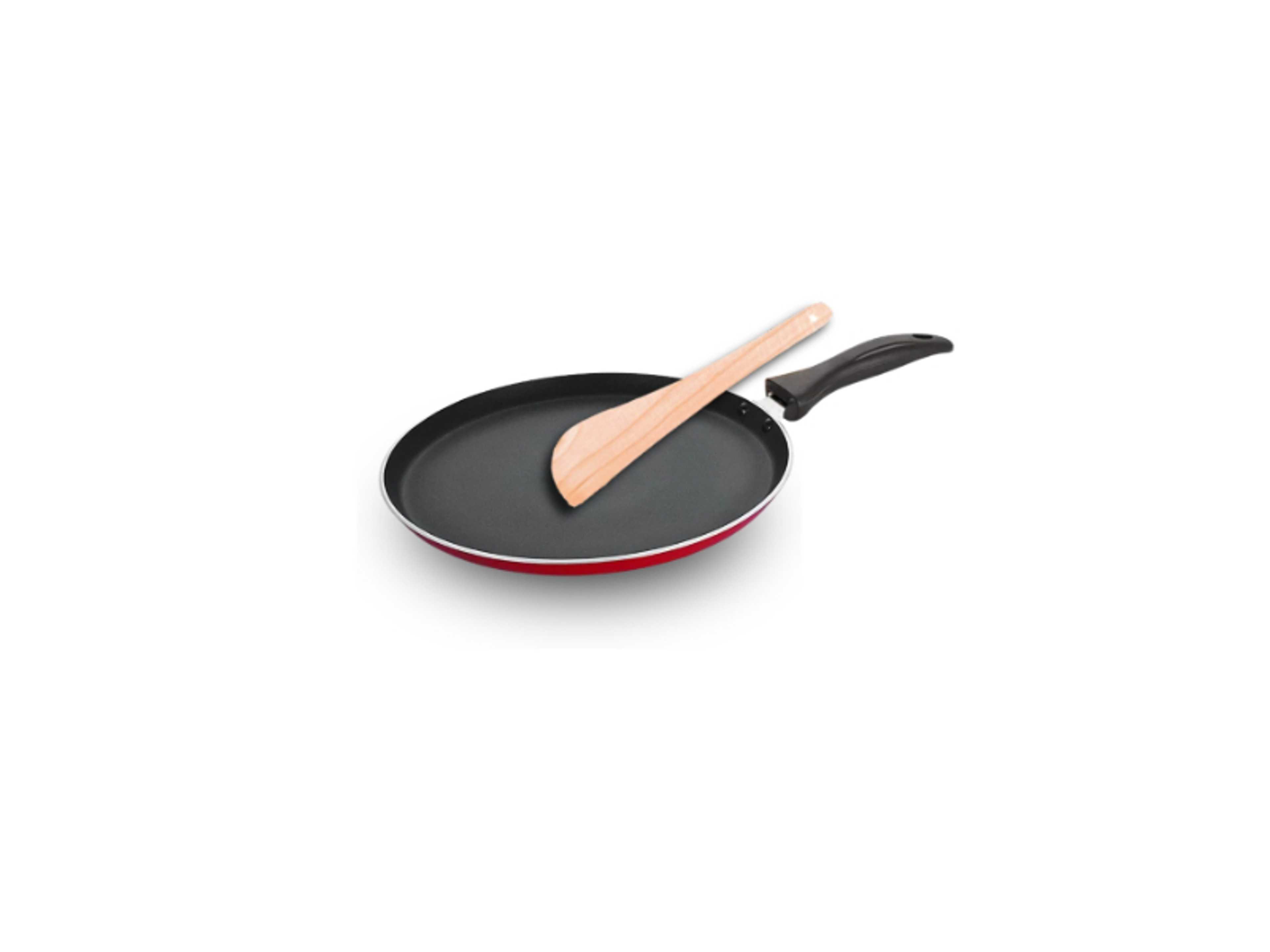 Nonstick Tawa 26cm With Wooden Spatula Insulated Handle with Premium Grip | Easy Rotation & Seamless Handling - Product Main Image
