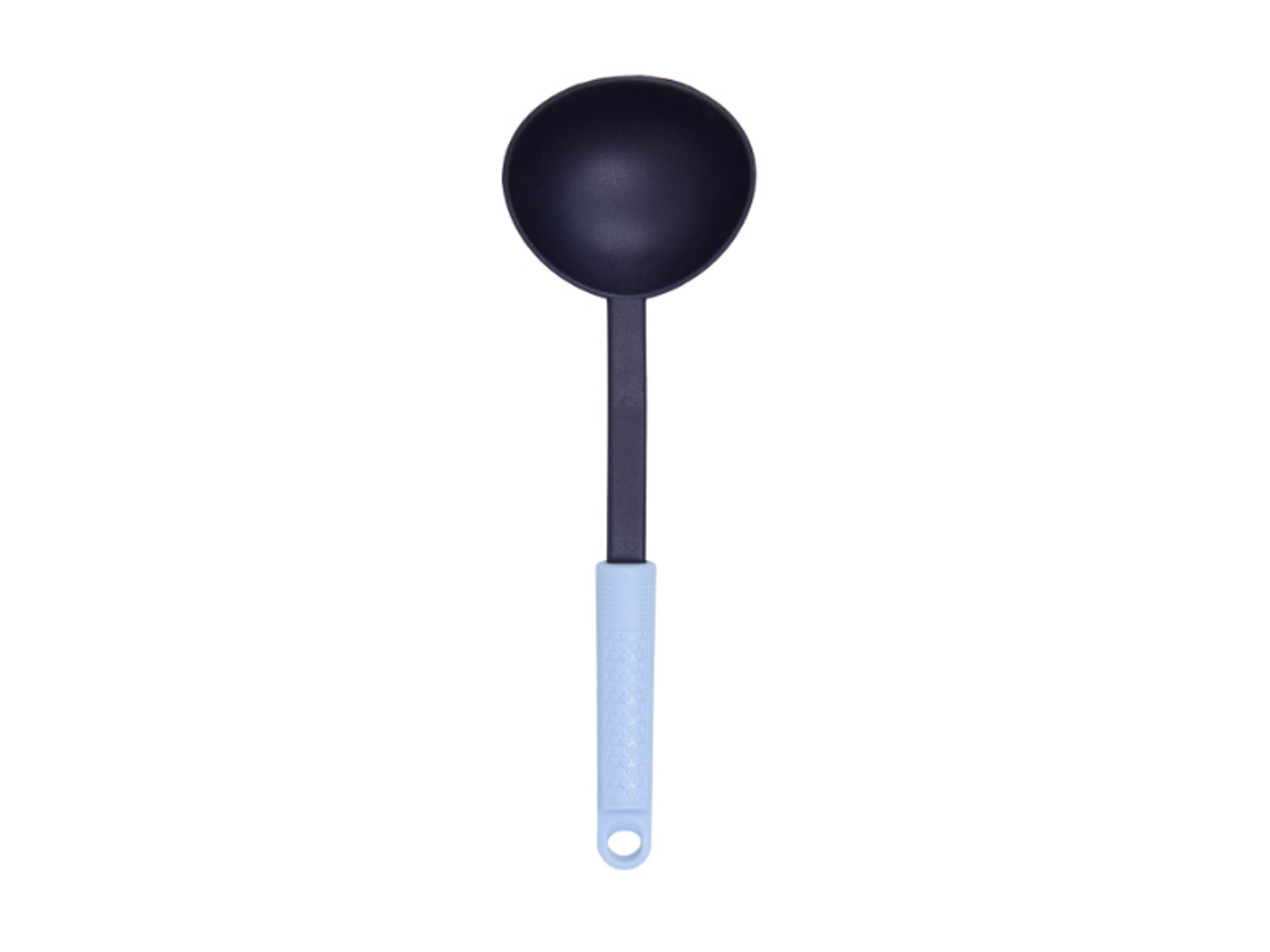 Soft  Nylon Ladle Spoon with Silicone Handle, Heat Resistance, Non Stick Flexible Ladle-Black & Light Grey BC-329 - Product Main Image
