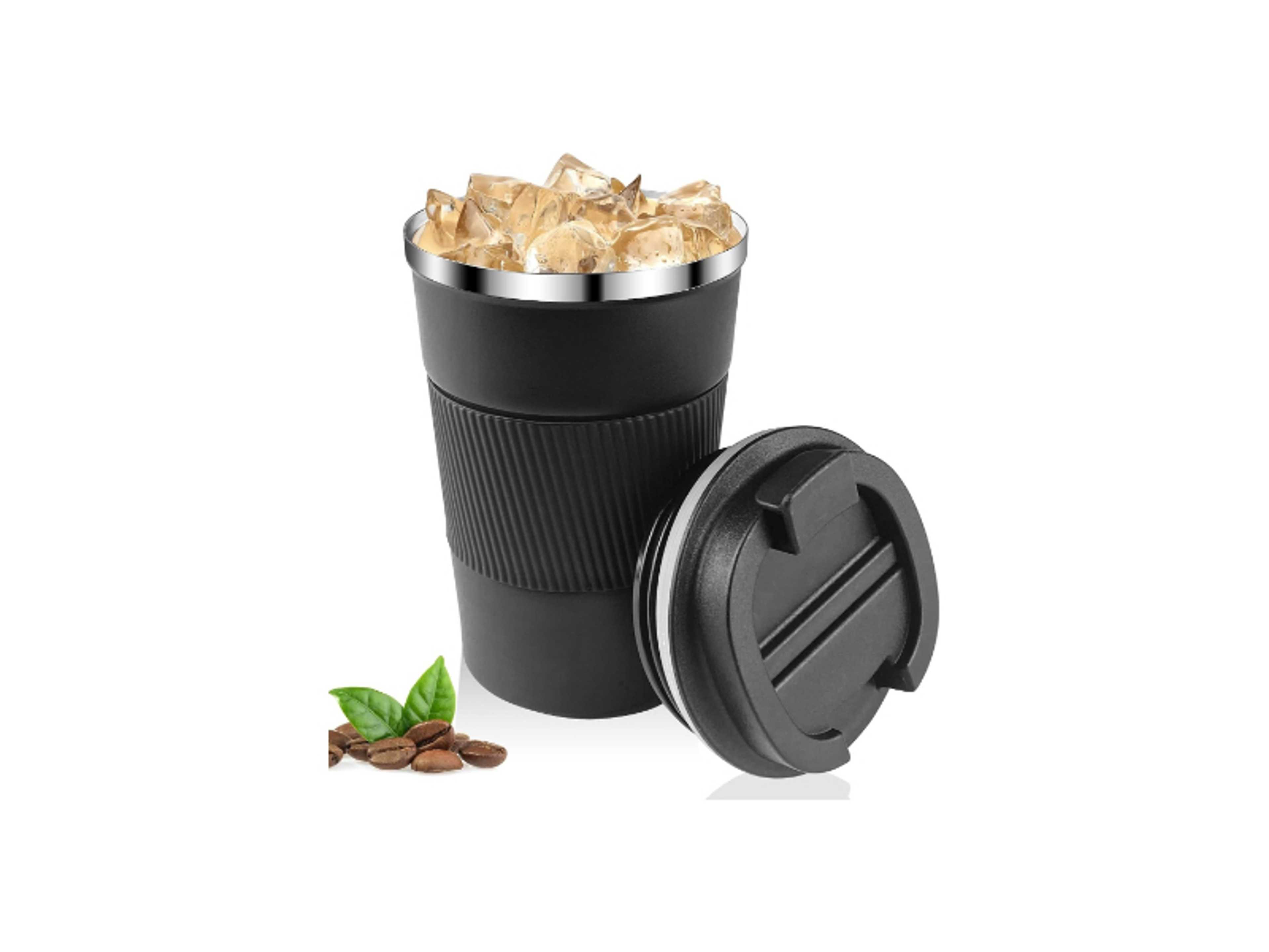 Coffee Cup 510ML Stainless Steel Cup Leakproof Insulated Thermal Coffee Cup Hiking Travelling Camping Best for Ice Drinks And Hot Beverages BC322-BLACK - Product Main Image