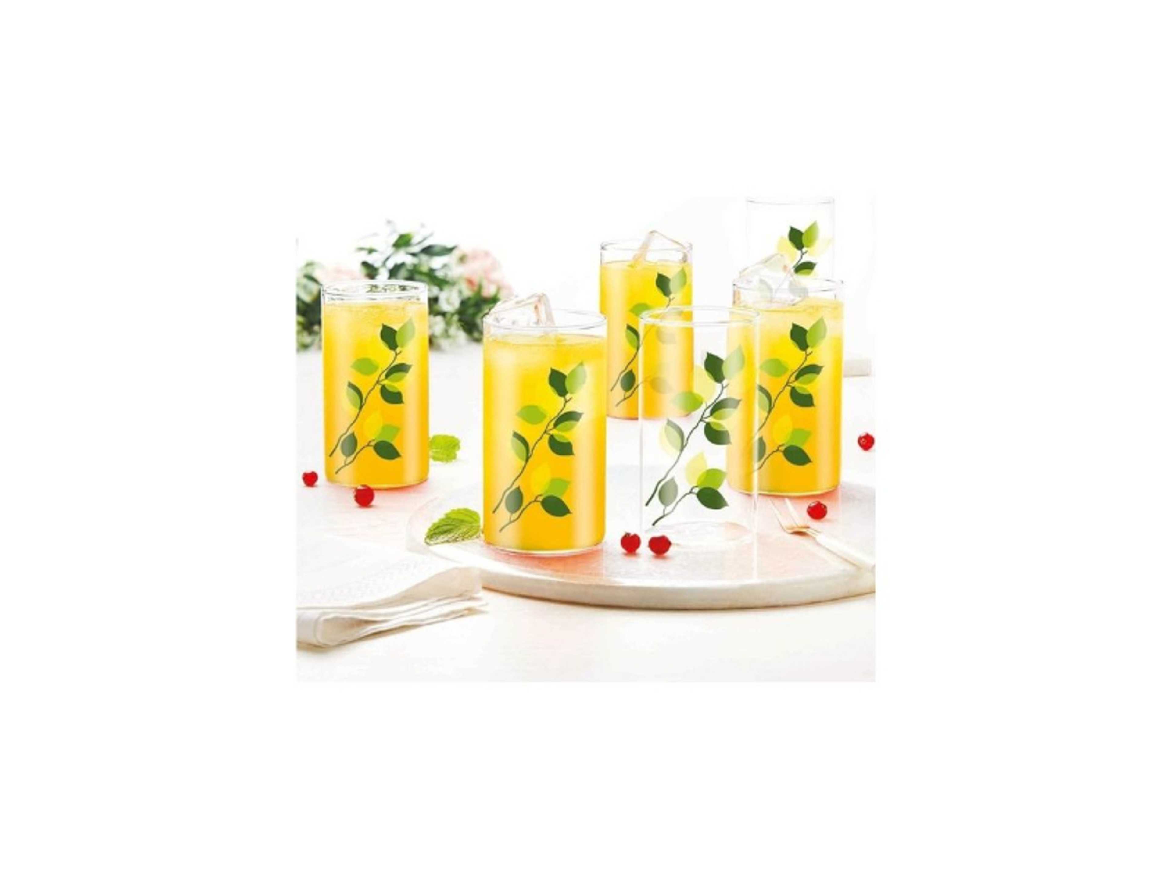 Vision Dsigner Glass Green Leaves Set Of 6 - Microwavable, Medium Transparent 295.0ml - Product Main Image