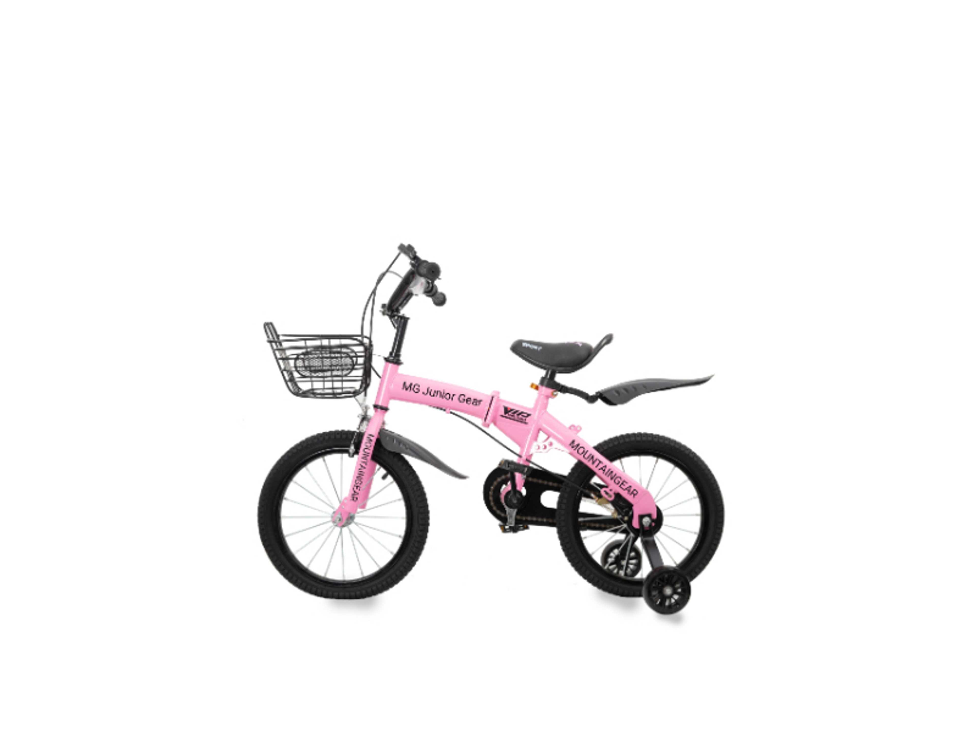 Childrens Foldable Bike for 2 TO 7 Years Old, 12" 14" 16" Kids Bike with Carrier Seat & Basket, Kid's Bicycle with Tools-Pink - Product Main Image