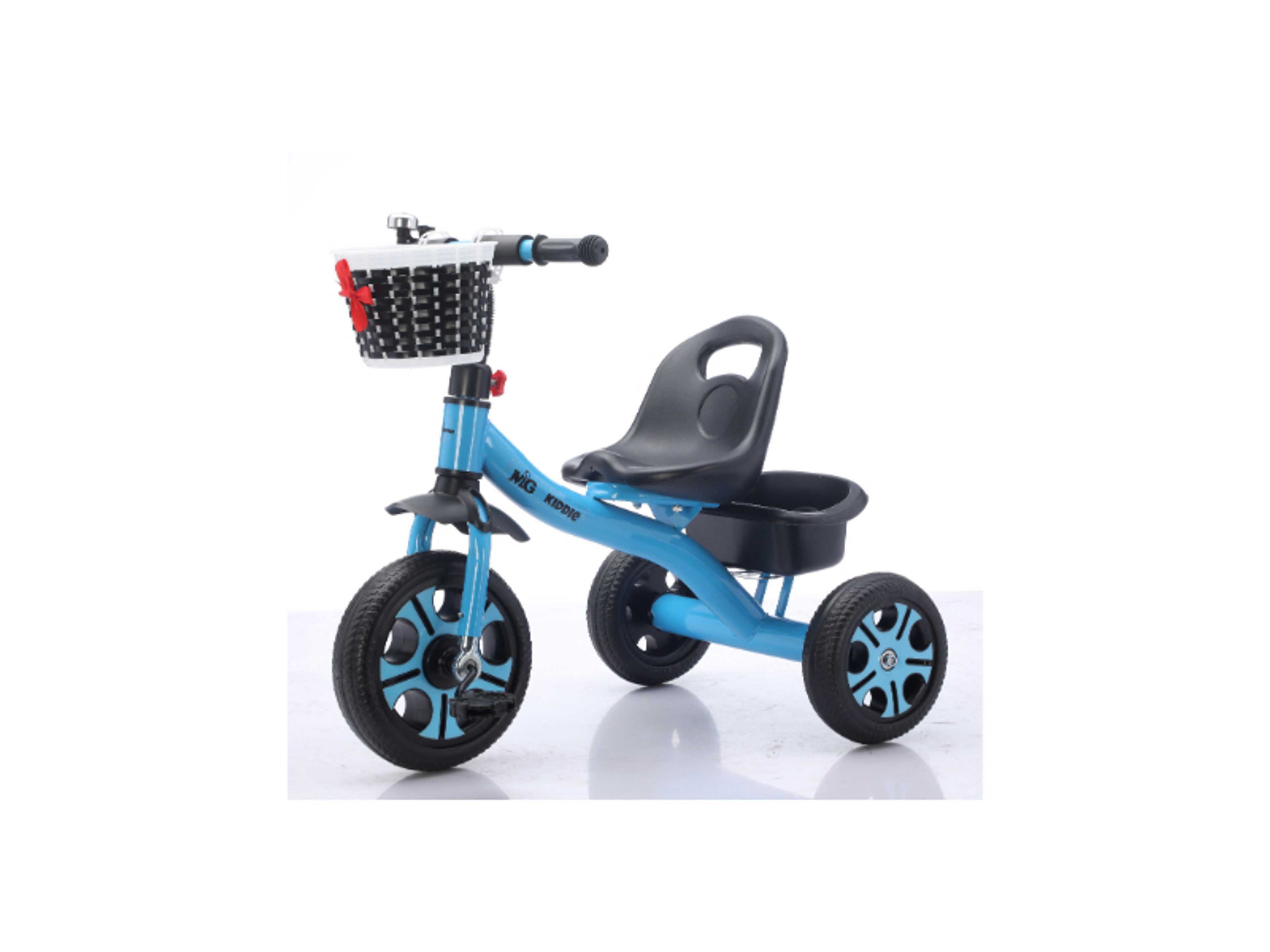Kids Tricycle with Basket & Rear Storage | 3-Wheel Bike for 2-5 Years Toddlers | Durable Steel Frame | Anti-Slip Pedals | Comfortable Seat with Backrest | Bell & Accessories | Indoor & Outdoor Ride-On Toy- Blue - Product Main Image