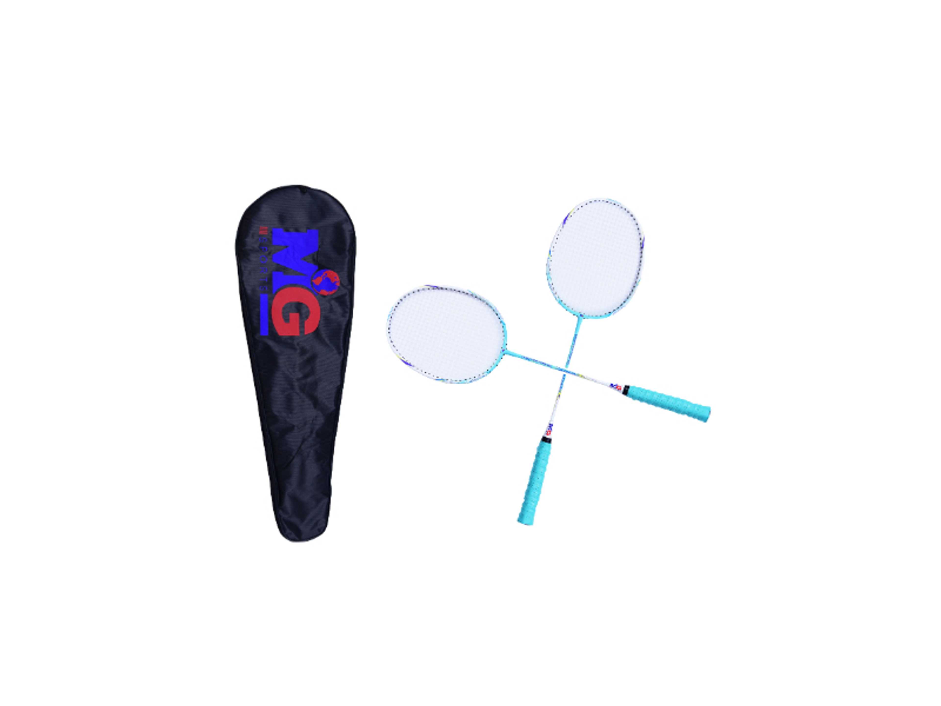 2 Pieces High Carbon Alloy Badminton Set, lightweight Ultra Shaft Badminton Racket, Including Badminton Bag-Blue/White - Product Main Image