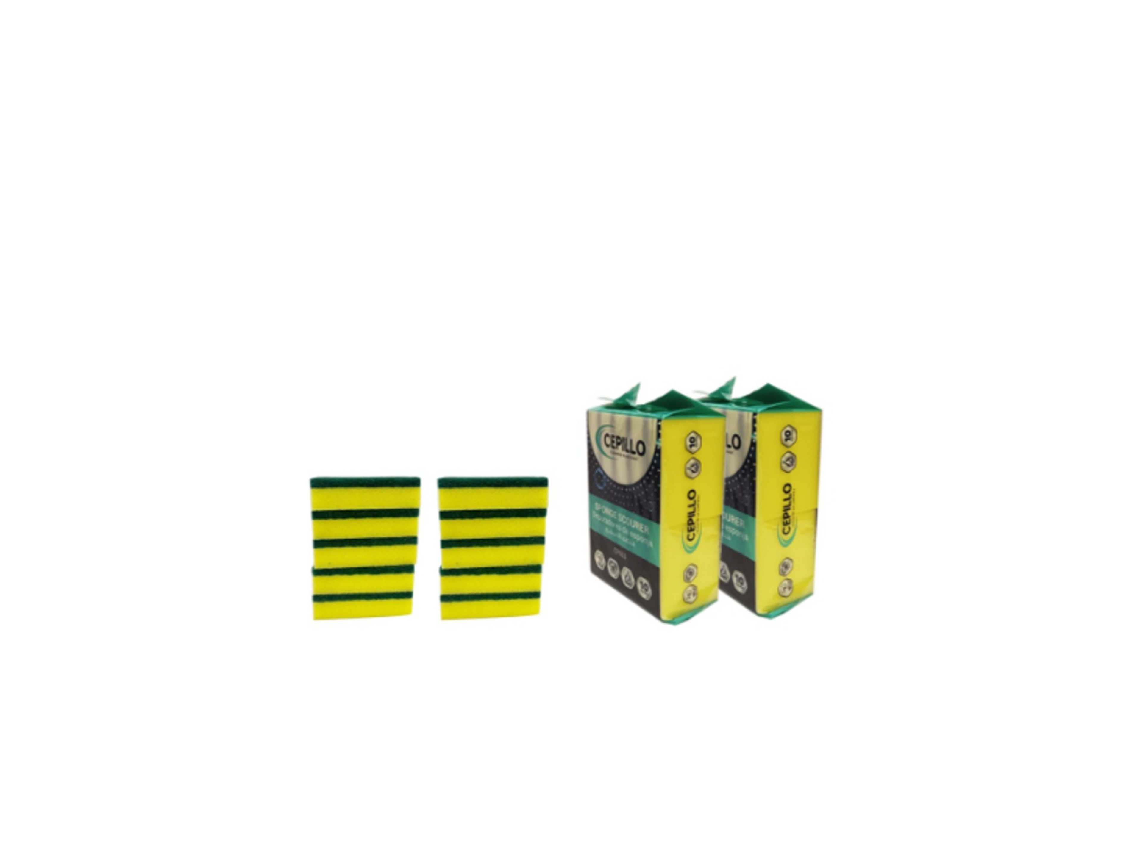 10Pcs High form Sponge | Dishwashing Sponge | Scrub | Kitchen Cleaning Sponge-Yellow/Green SET OF 2 - Product Main Image