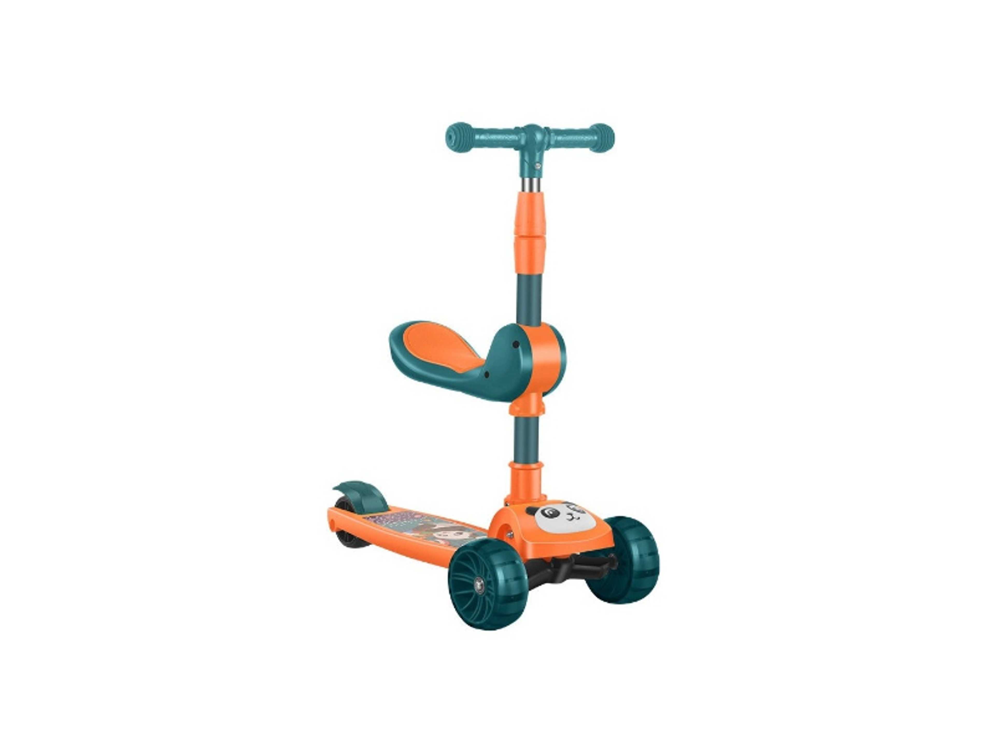 Panda 3 in 1 Kick Foldable Scooter for Kids with Music, LED Lights, Flashing light Wheels, Adjustable Height and Removable Seat,Anti-Slip Deck, Outdoor & indoor For Kids 3 to 8 years, - Product Main Image