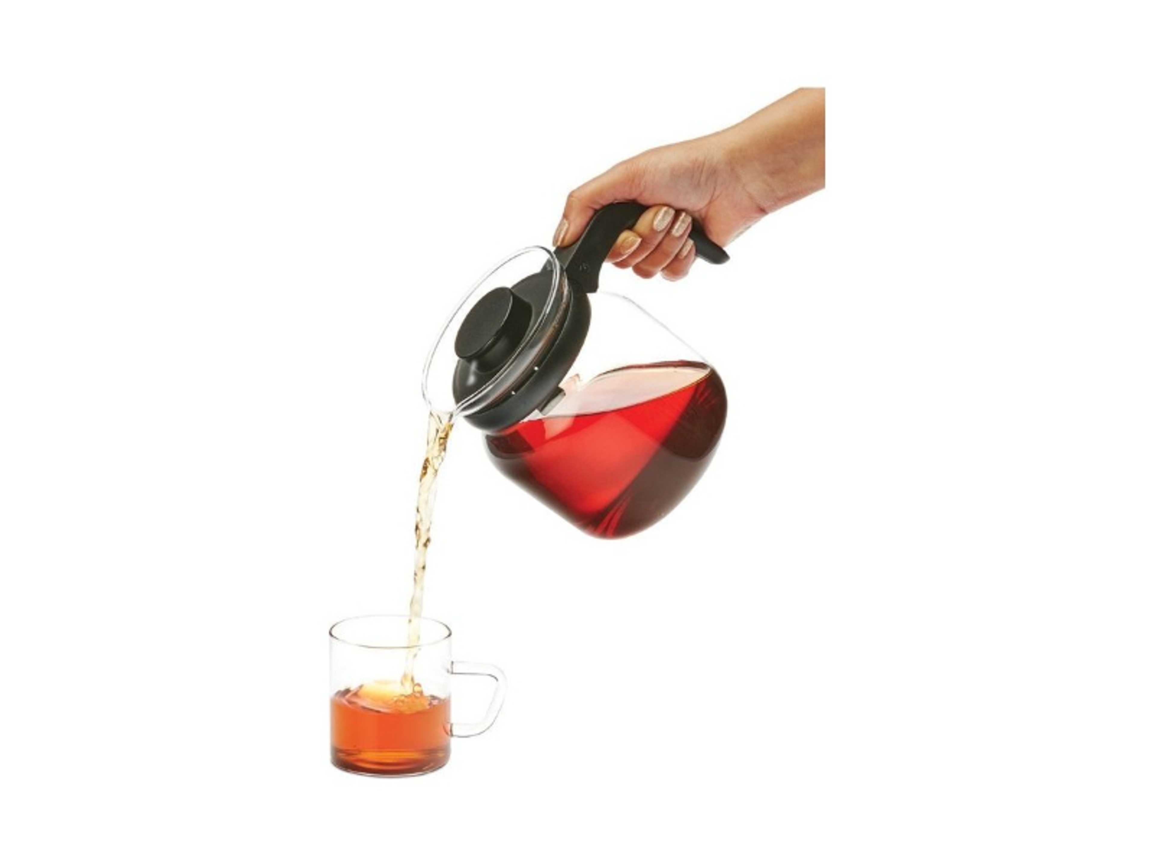 Carafe With Inbuilt Strainer Flame Proof Kettle Black/White 1.0Liters - Product Main Image