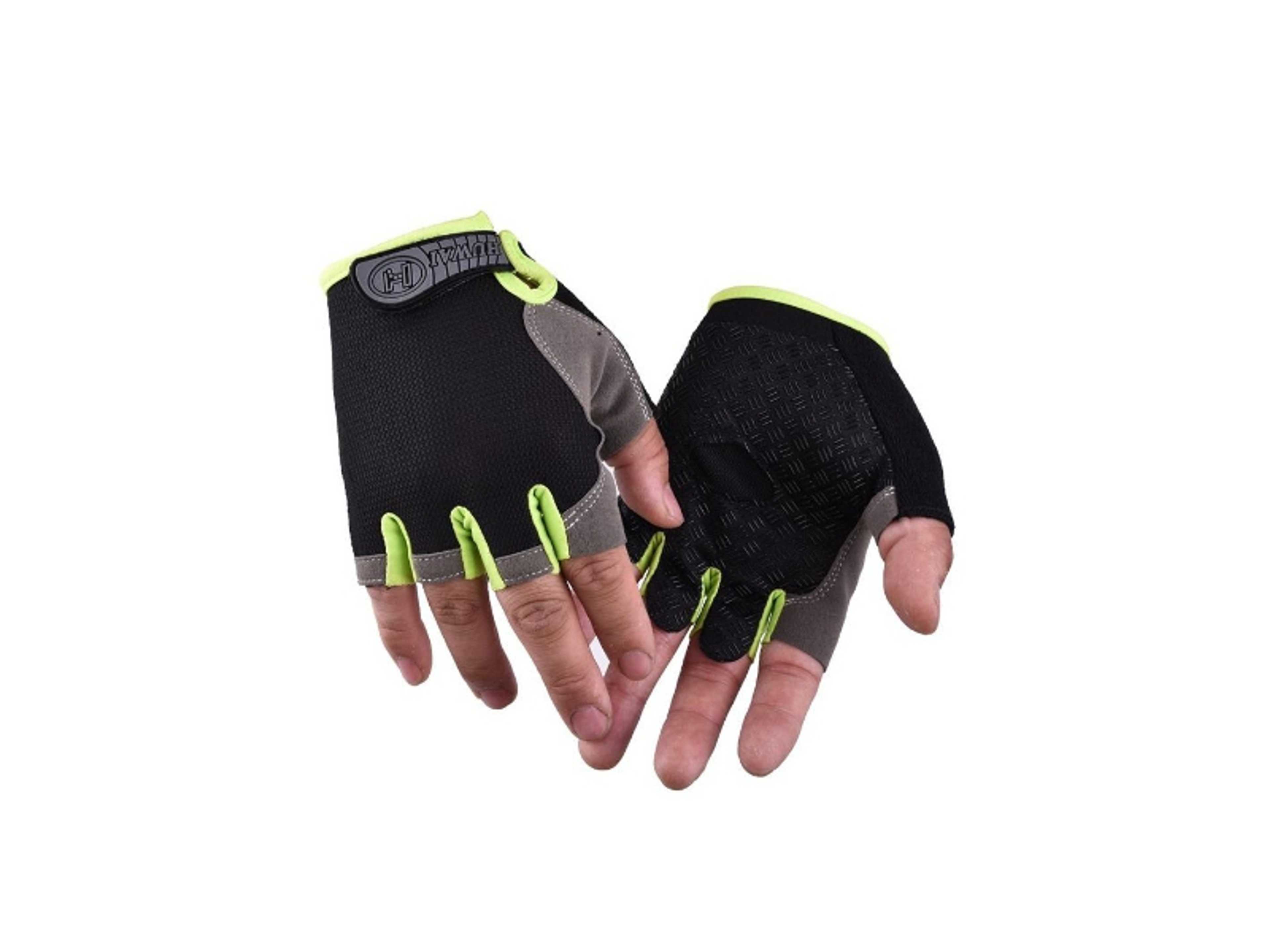 Pair Half Finger Bicycle Cycling Gloves High Elasticity Breathable Mesh Anti-slip MTB Bike Gloves Outdoor Sports Gloves-XL, Black/Green - Product Main Image