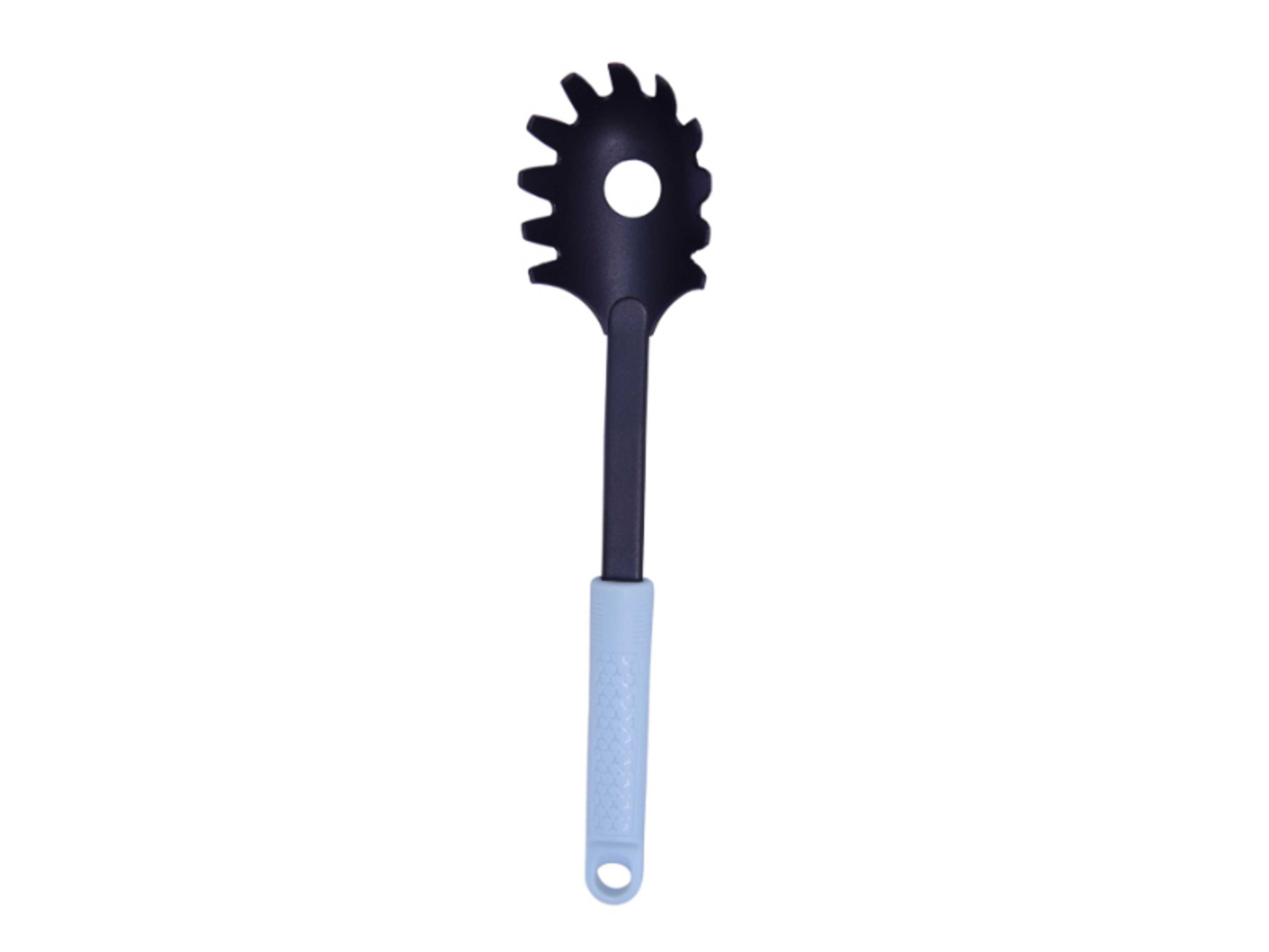 Non-Stick Pasta Spoon - Heat Resistant Nylon with Ergonomic Handle-Black & Light Grey BC334 - Product Main Image