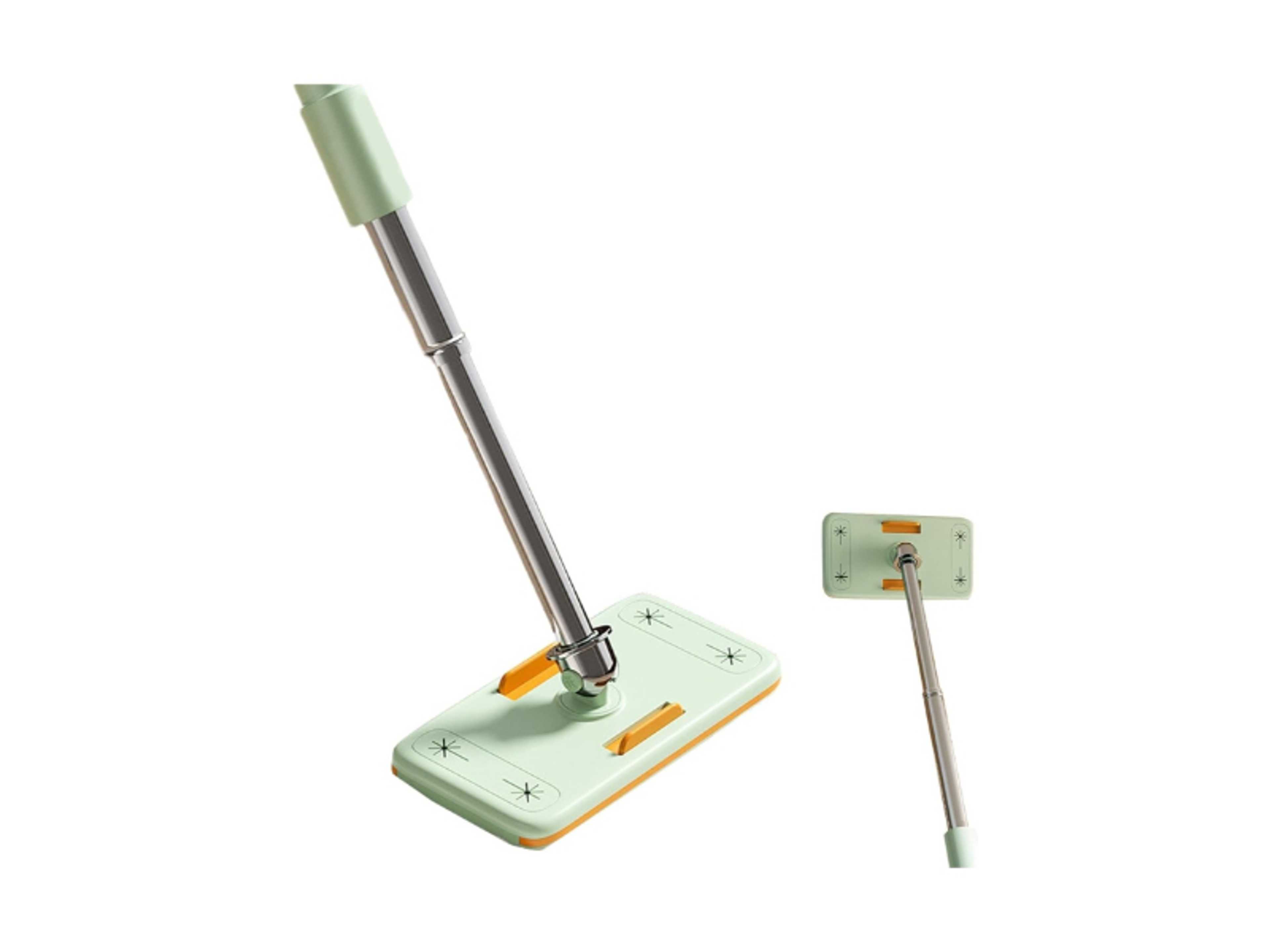 Handled Cleaning Mop | Flat Mop with Stainless Steel Handle | Telescopic Floor Mop | Small Floor Cleaning Tool for Wooden Floors, Tiles, Glass, Desktop, Floor - Product Main Image