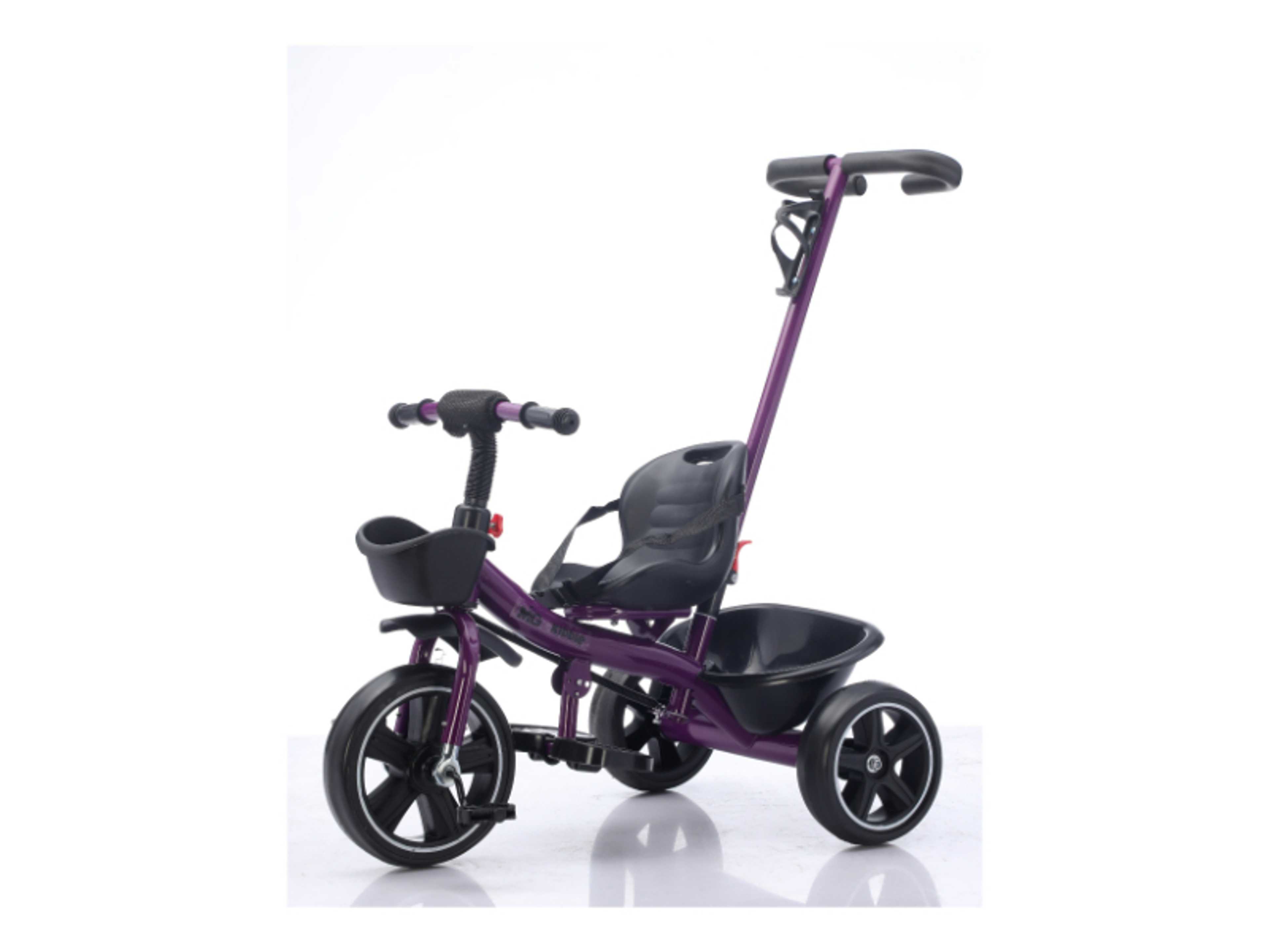 Kids 2-in-1 Parental Push Handle Bike with Lights & Music | 3-Wheel Toddler Bike with Front Basket & Rear Storage| Safety Belt | Anti-Slip Pedals | Sturdy Steel Frame | Fun Ride-On Toy For 1-5 Years - Product Main Image